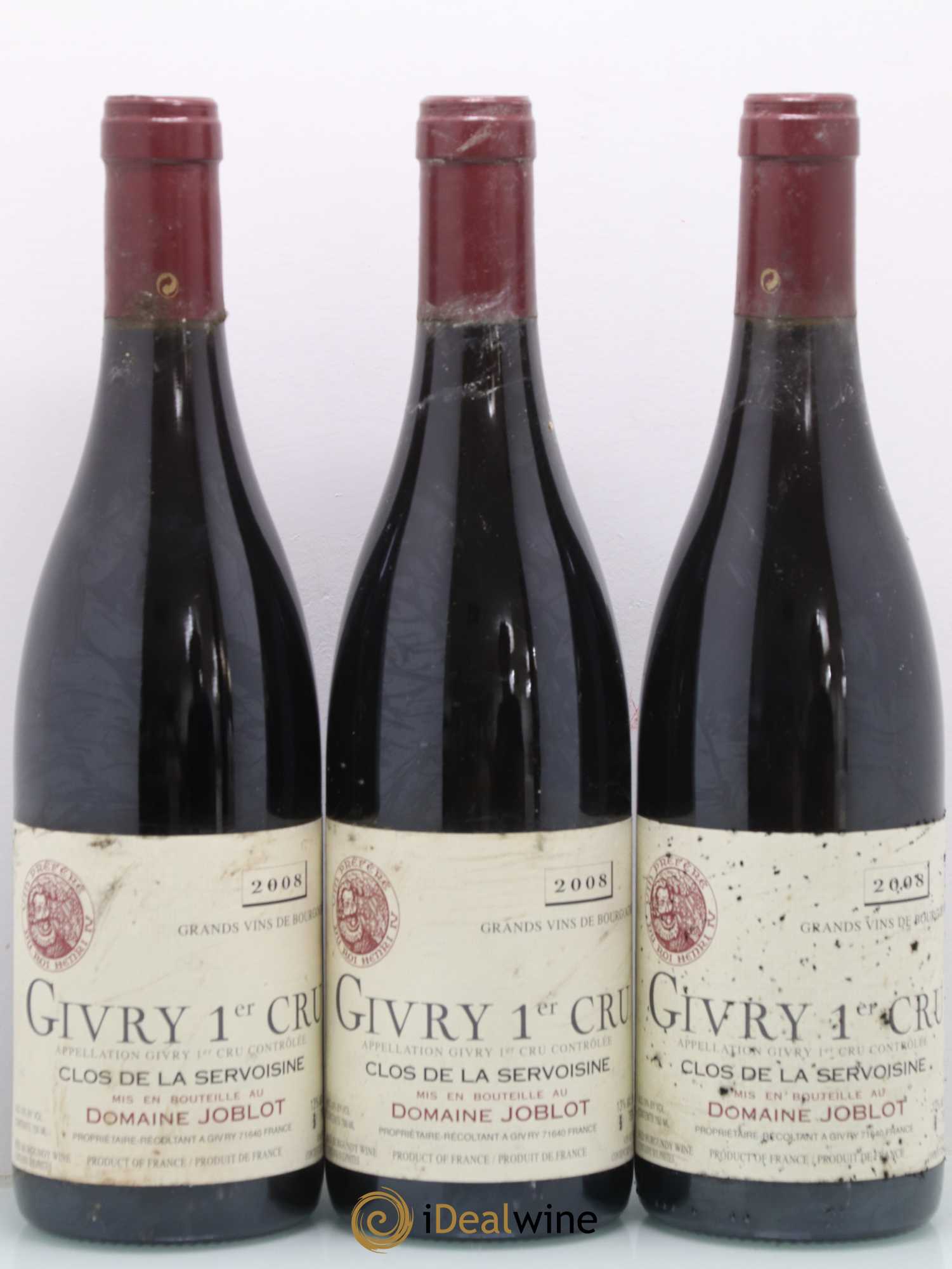 Givry 1er Cru Servoisine Joblot (Domaine) 2008 - Lot de 3 bouteilles - 0
