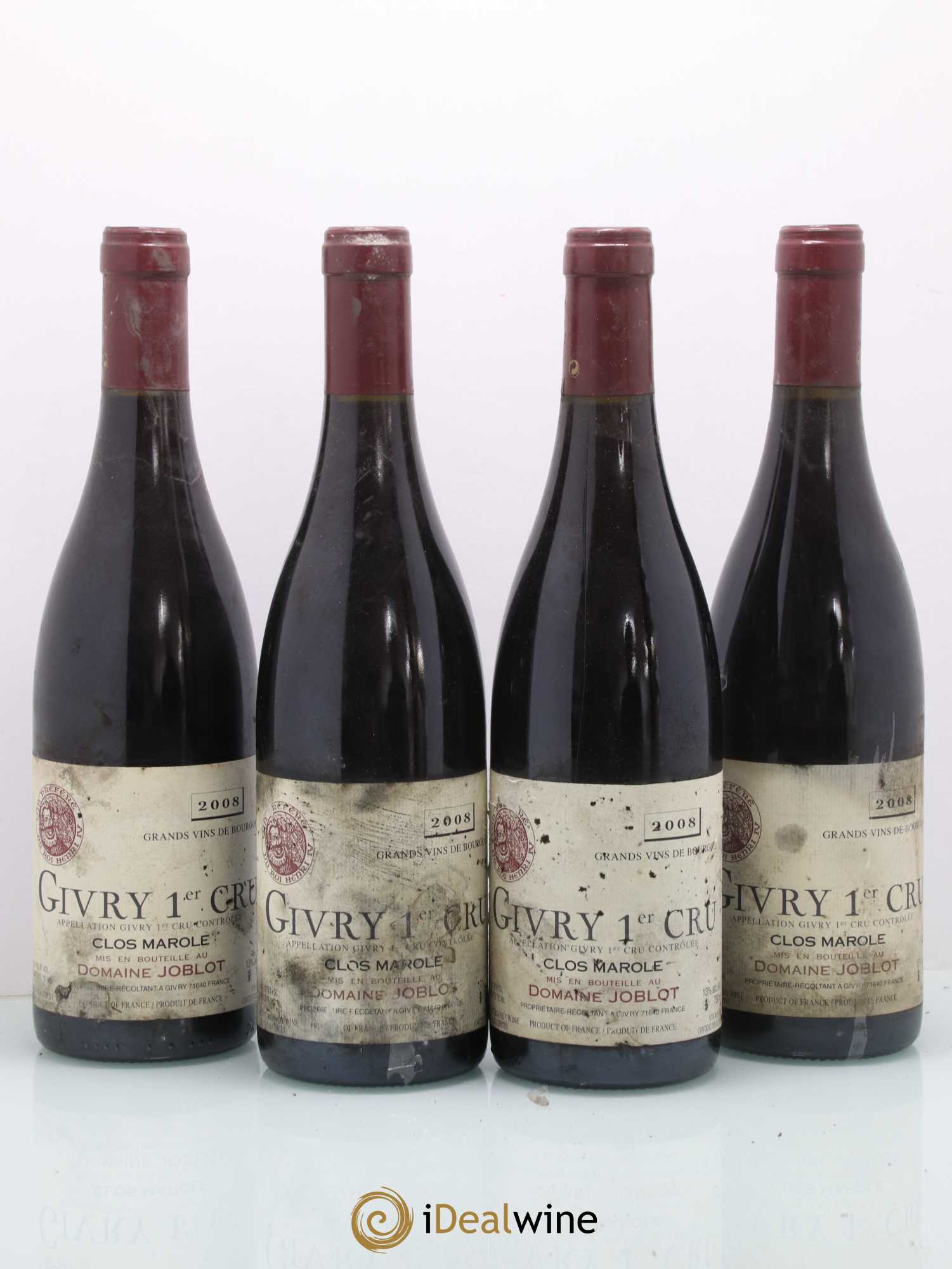 Givry 1er Cru Clos Marole Joblot (Domaine) 2008 - Lot de 4 bouteilles - 0