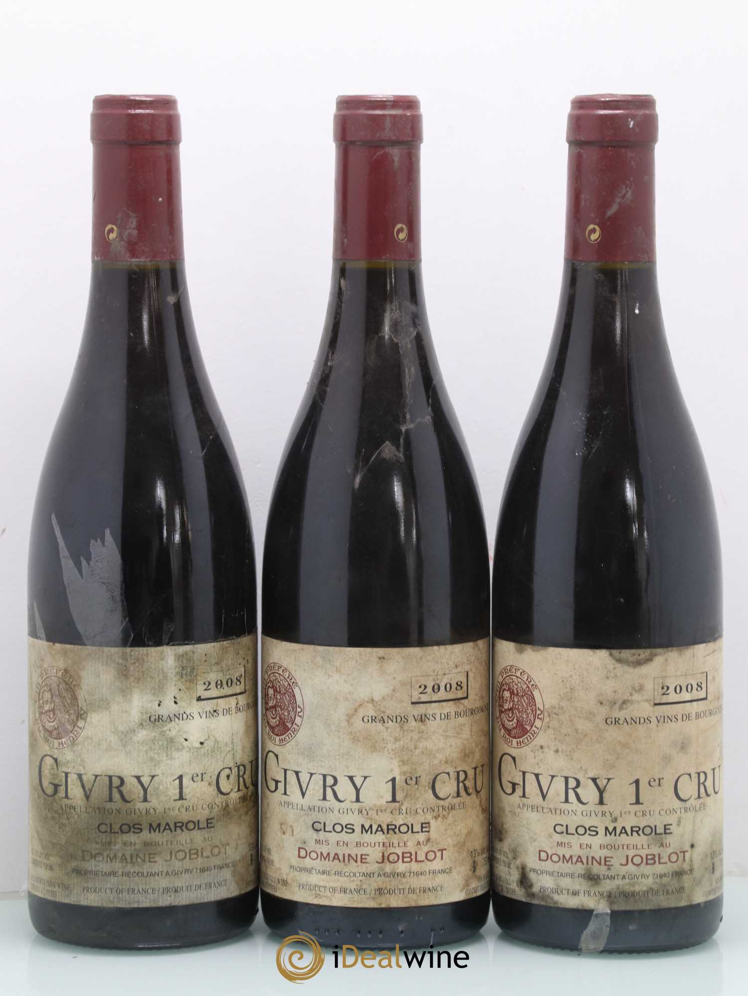 Givry 1er Cru Clos Marole Joblot (Domaine) 2008 - Lot de 3 bouteilles - 0