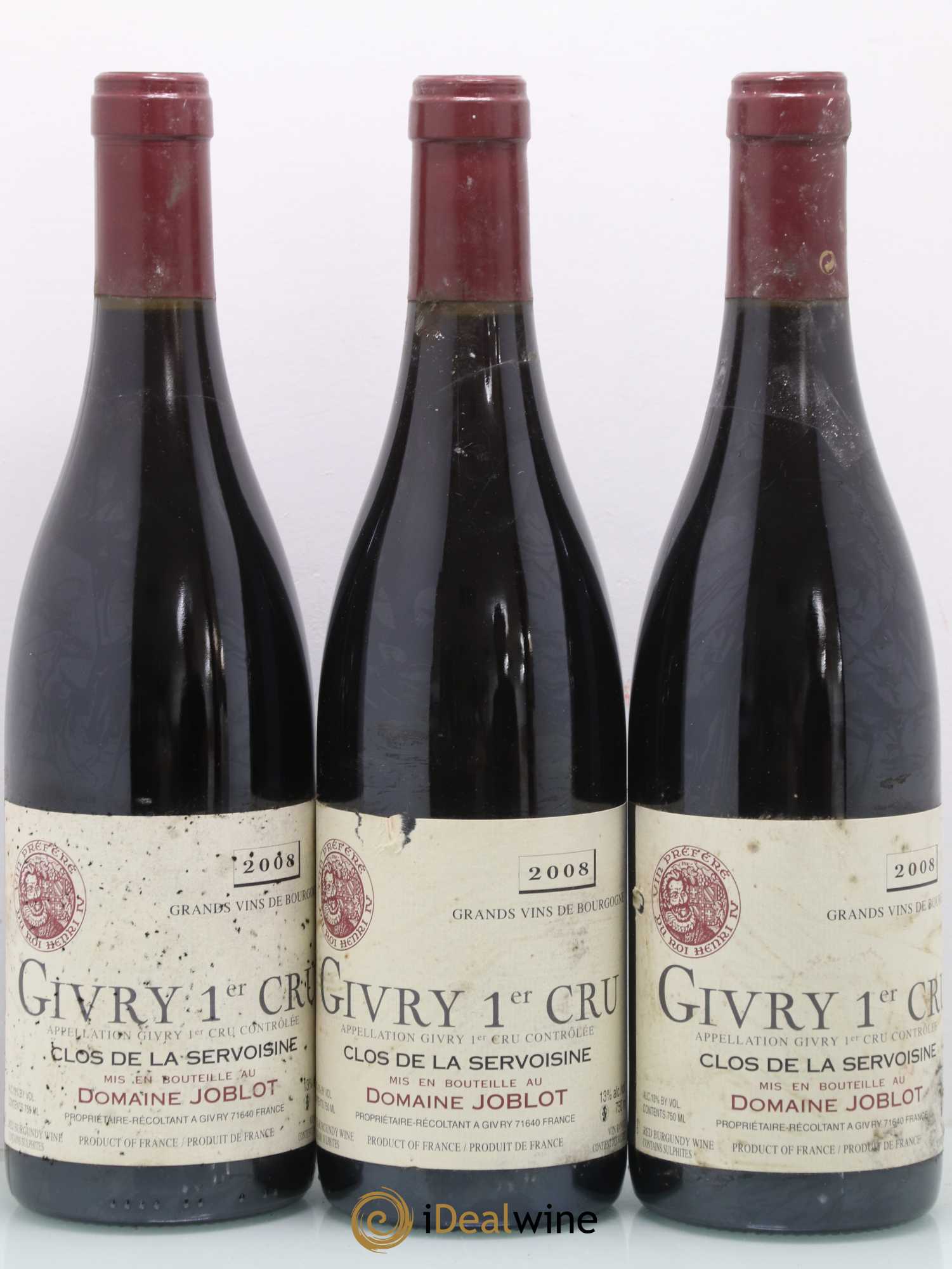 Givry 1er Cru Servoisine Joblot (Domaine) 2008 - Lot de 3 bouteilles - 0