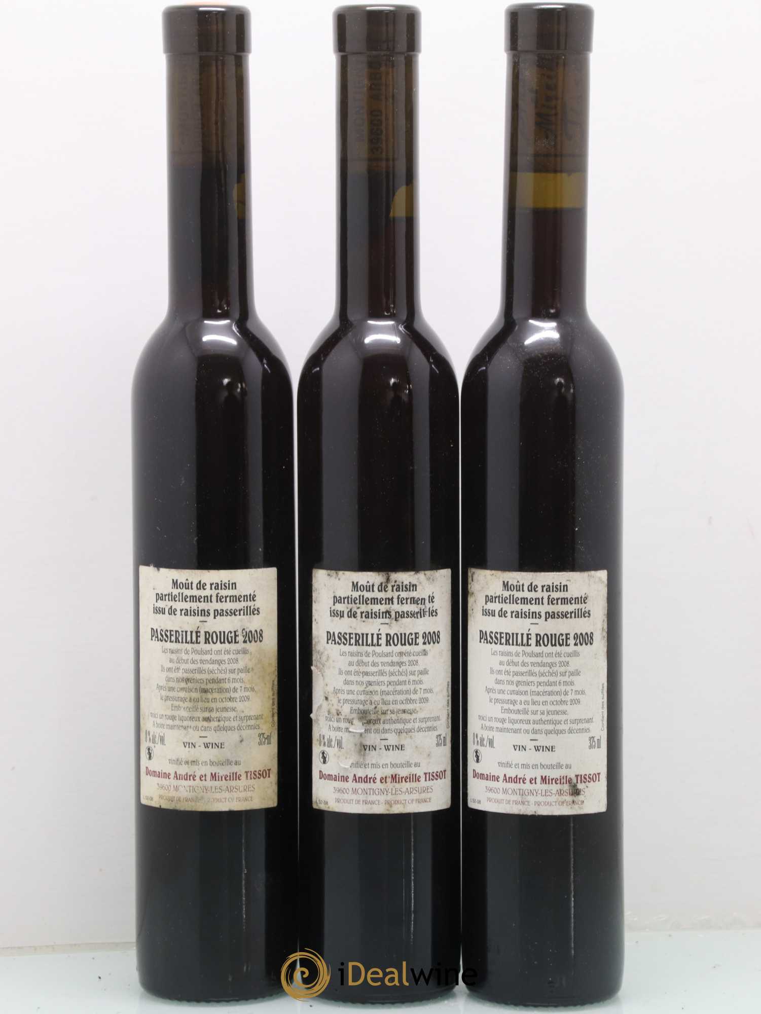 Vin de France Audace Passerillé Bénédicte et Stéphane Tissot 2008 - Lot de 3 demi bouteilles - 1