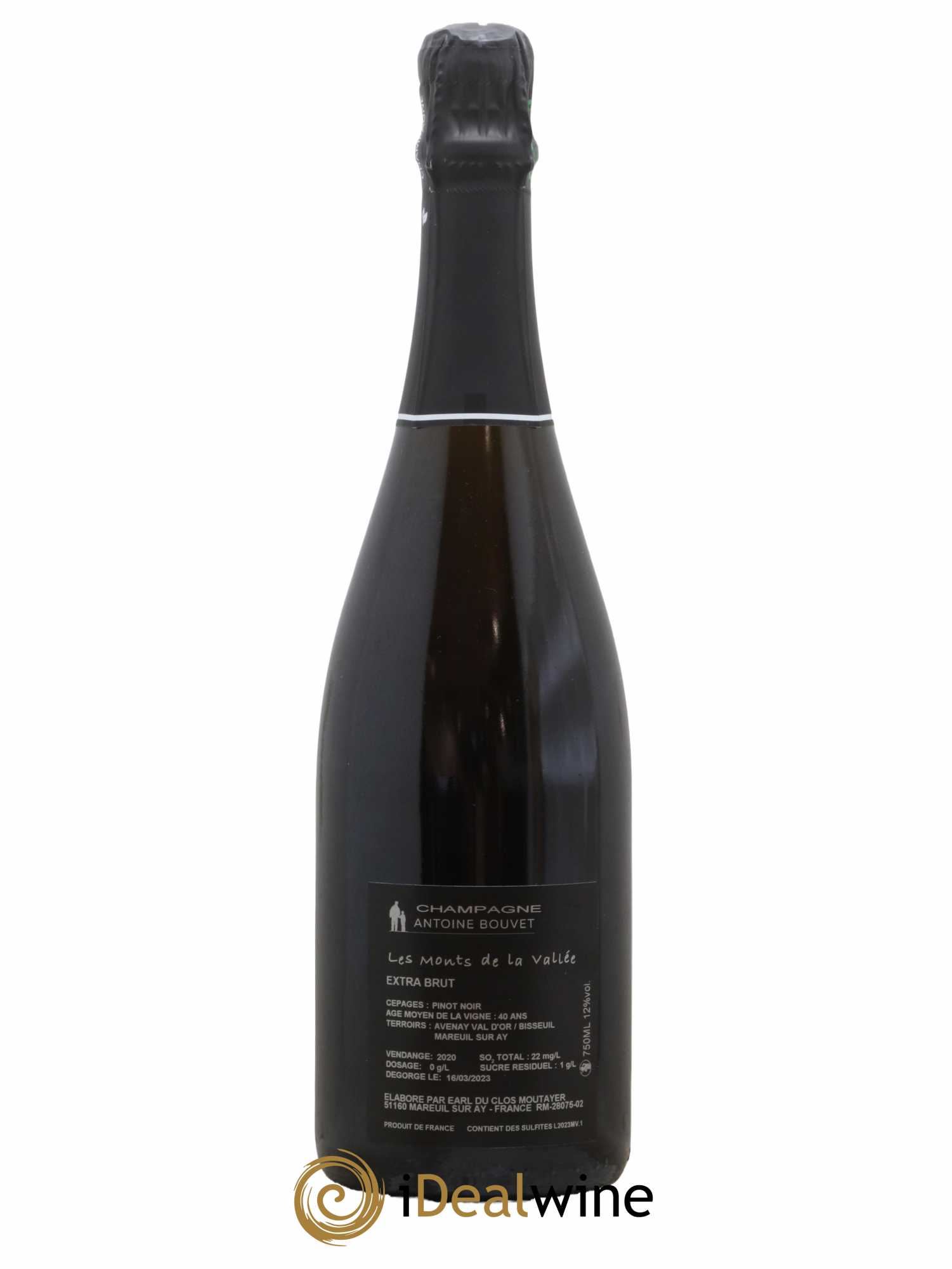 Champagne Extra Brut Les Monts de la Vallée Antoine Bouvet 2020 - Lot de 1 bouteille - 1