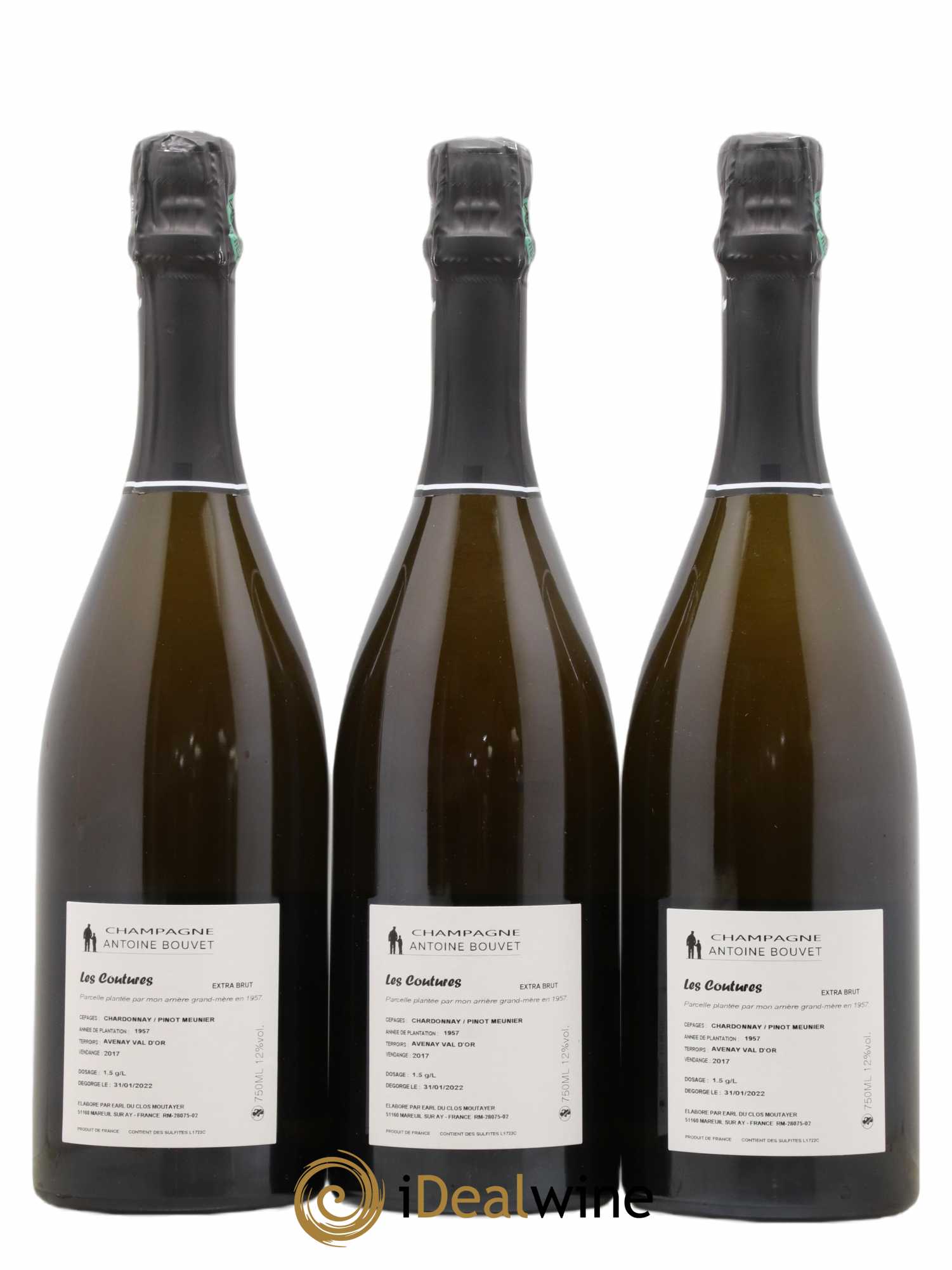 Les Coutures Extra-Brut Antoine Bouvet 2017 - Lot de 3 bouteilles - 1