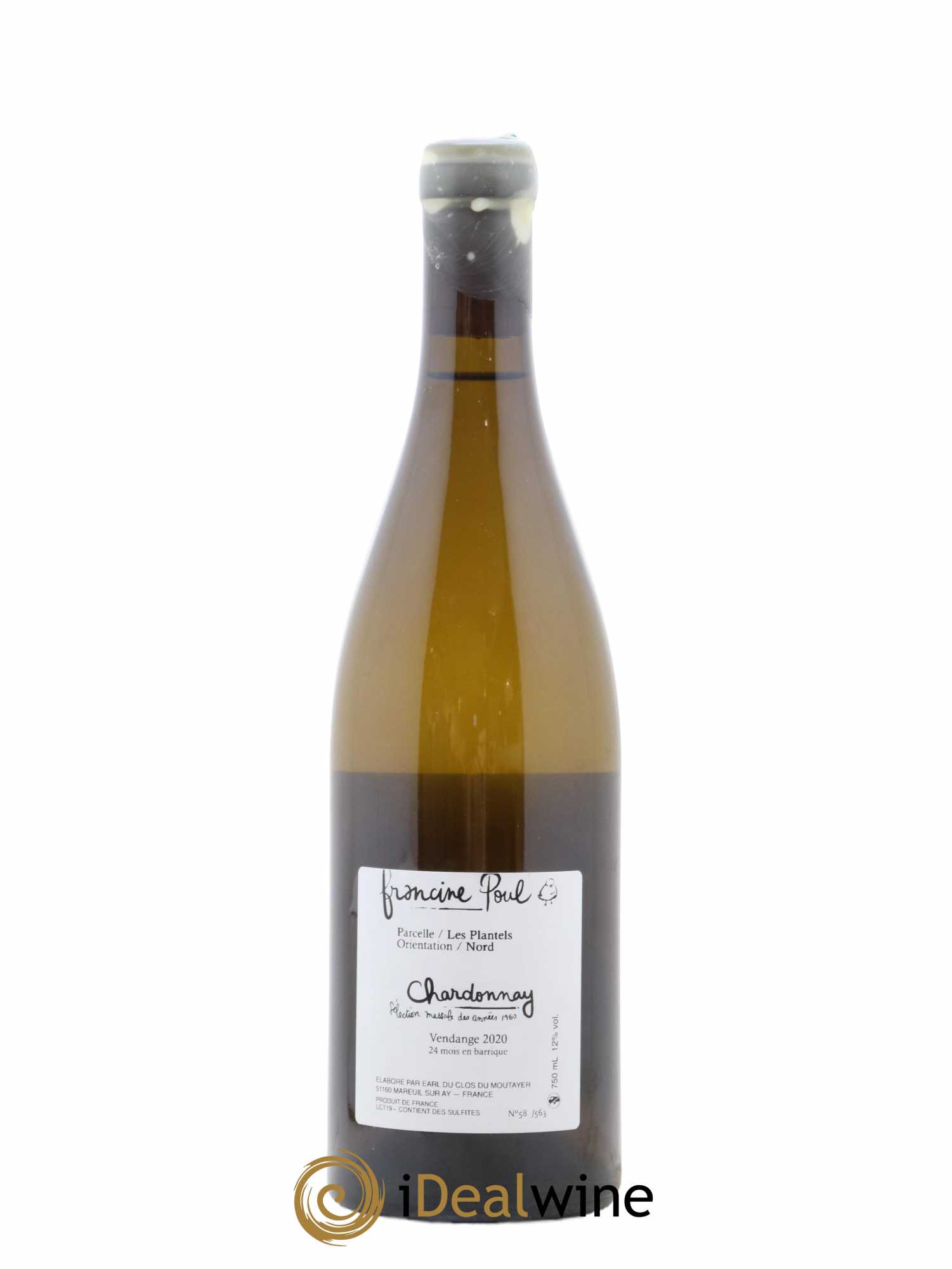 Coteaux Champenois Chardonnay Les Plantels Francine Poul Antoine Bouvet 2020 - Lot of 1 bottle - 1