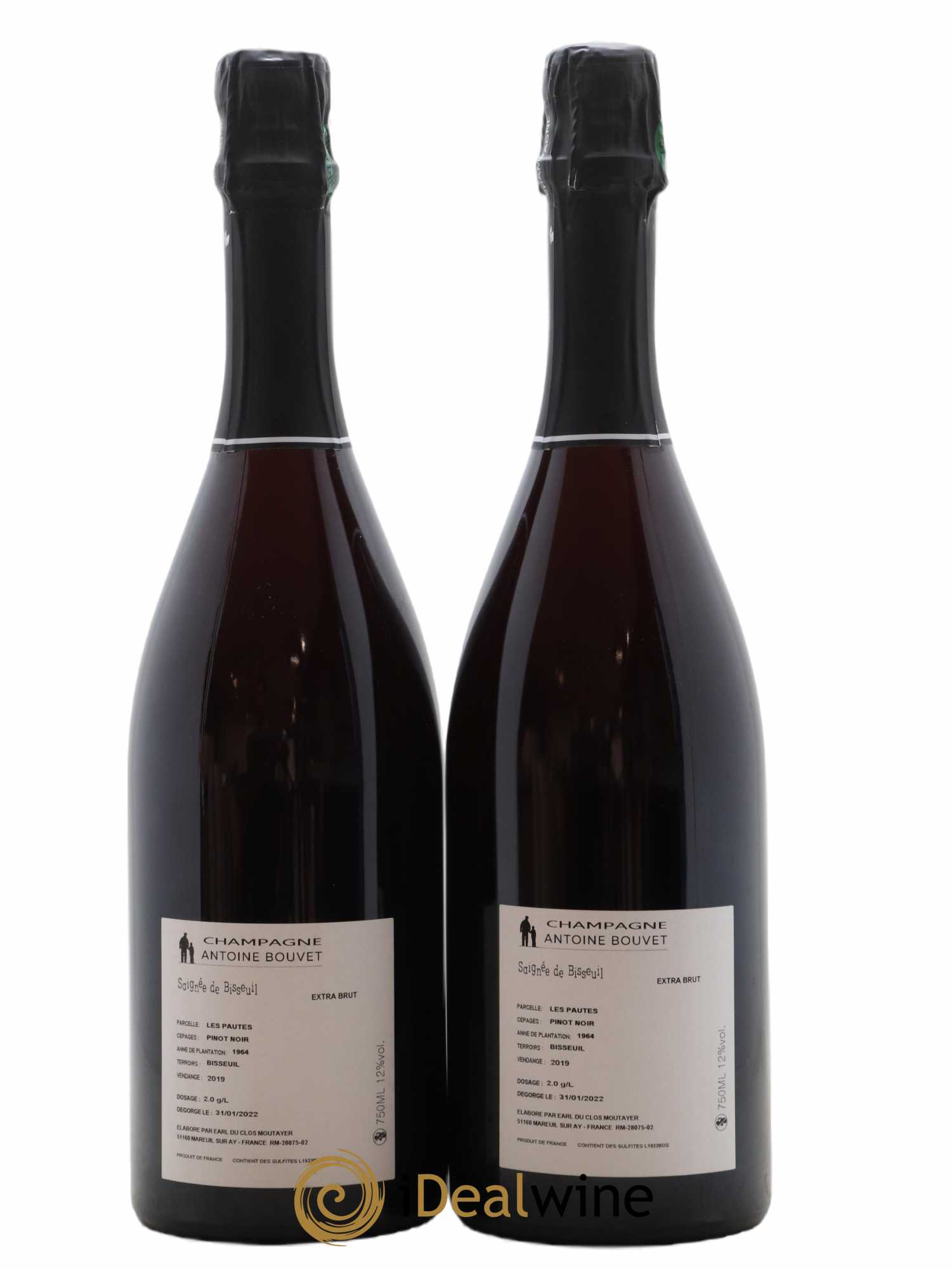 Champagne - Saignée de Bisseuil les Pautes extra brut Antoine Bouvet - Lot de 2 bouteilles - 1