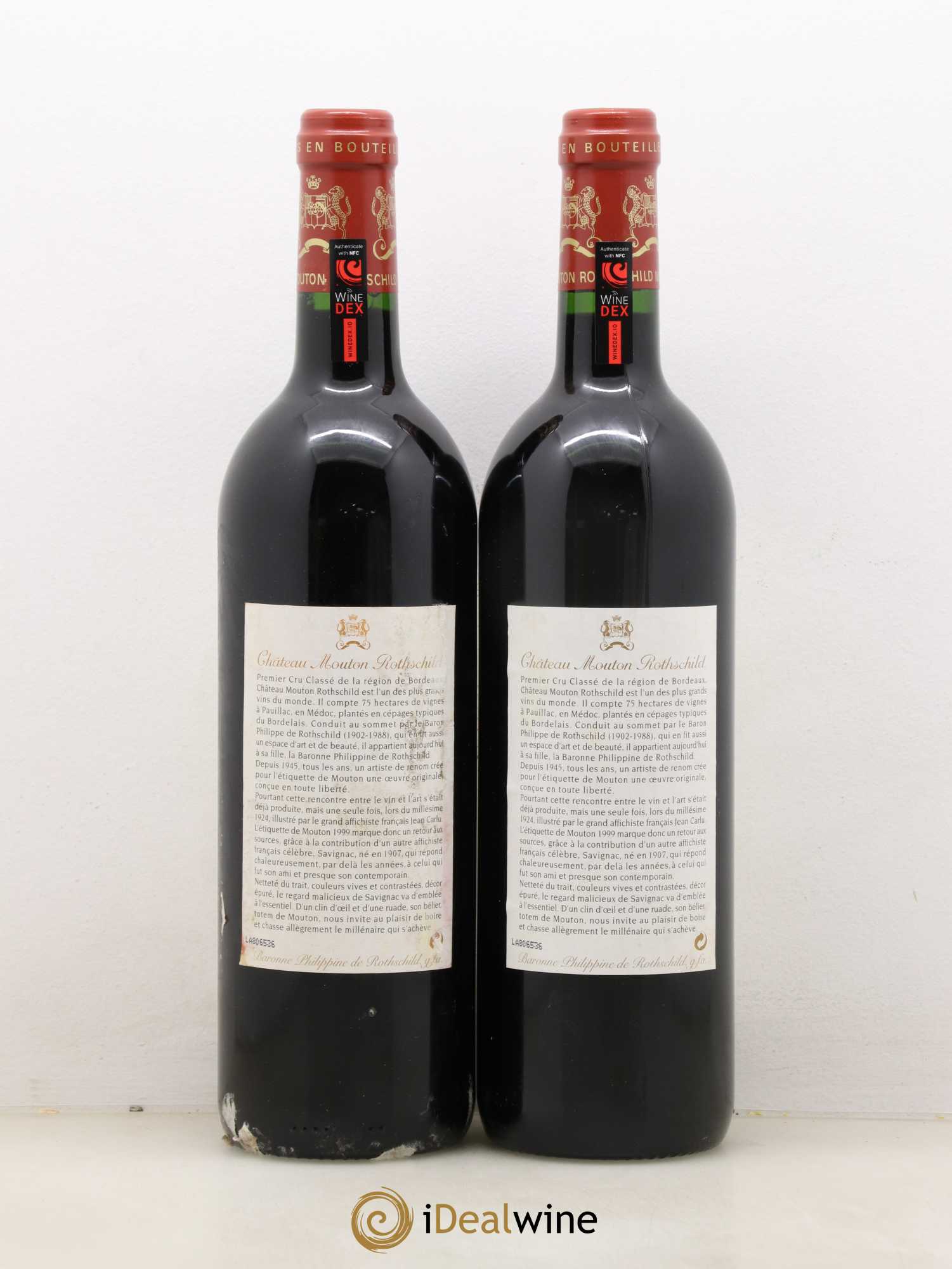 Château Mouton Rothschild 1er Grand Cru Classé 1999 - Lot de 2 bouteilles - 1