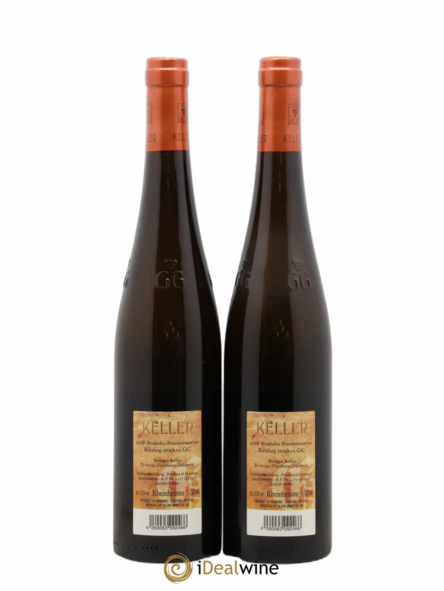Riesling Trocken GG Abts Erde Westhofen Brunnenhäuschen Keller 2016 - Lot de 2 bouteilles - 1