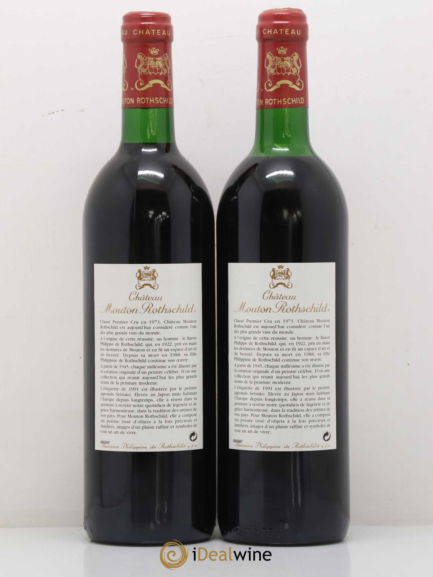 Château Mouton Rothschild 1er Grand Cru Classé 1991 - Lot de 2 bouteilles - 1