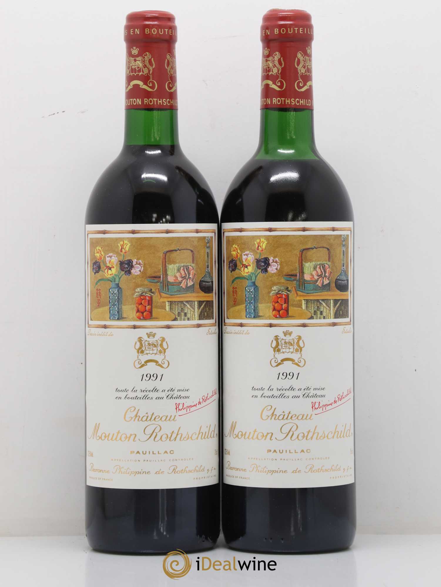 Château Mouton Rothschild 1er Grand Cru Classé 1991 - Lot de 2 bouteilles - 0