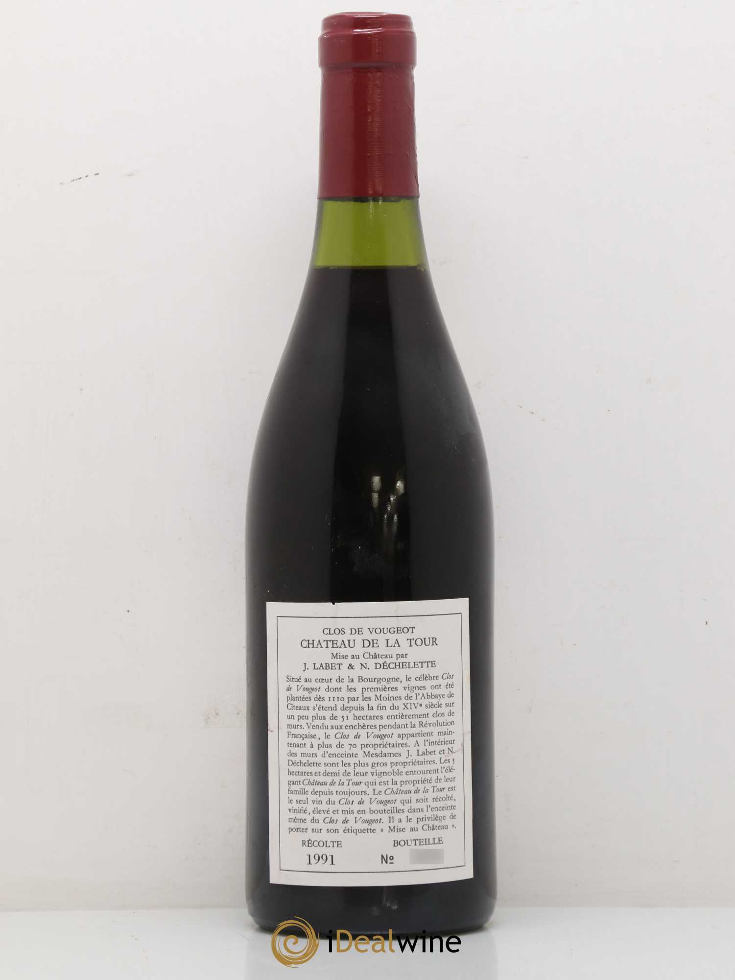 Clos de Vougeot Grand Cru Château de La Tour 1991 - Lot de 1 bouteille - 1