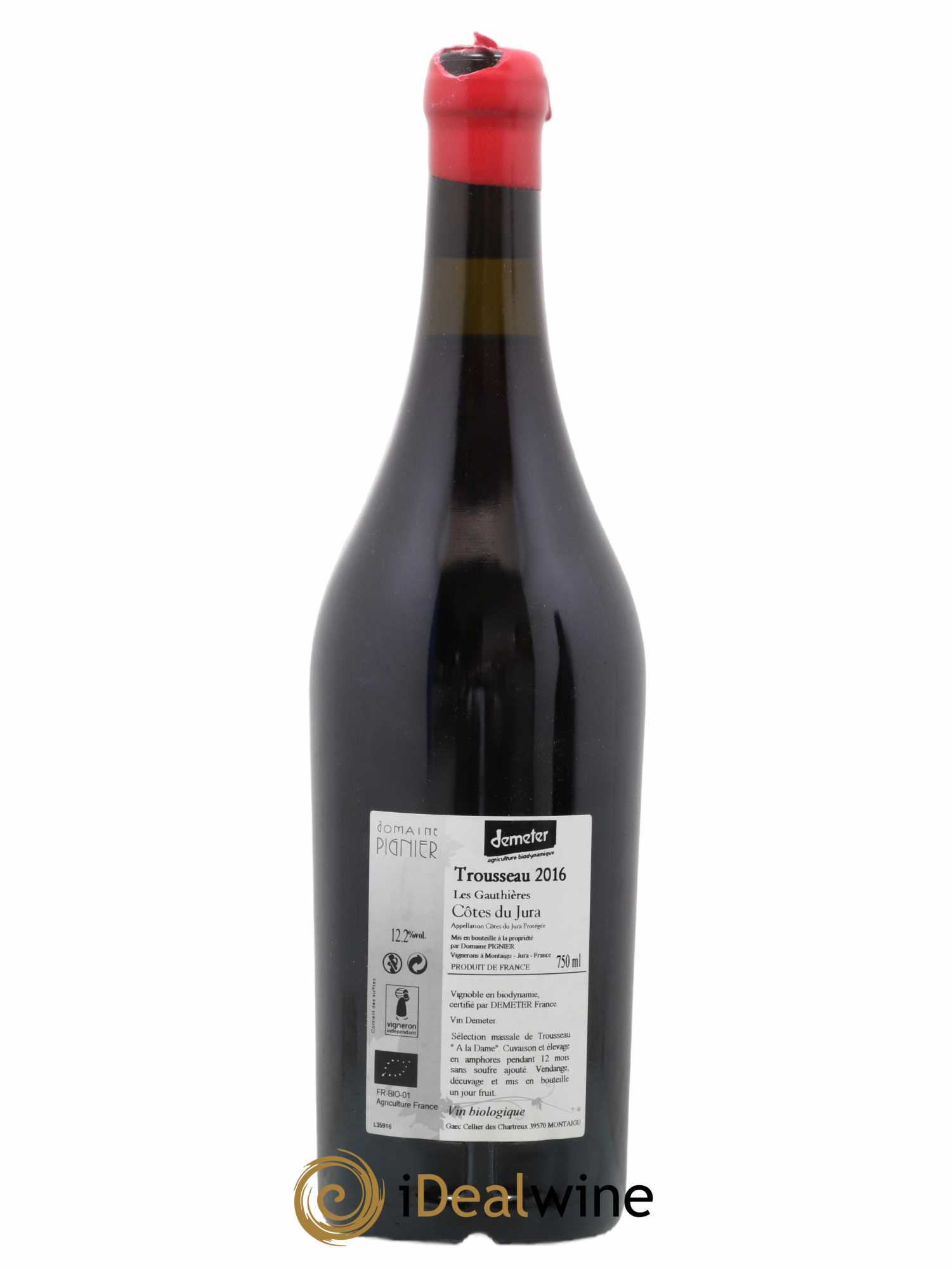 Côtes du Jura Les Gauthieres Domaine Pignier Trousseau 2016 - Lot de 1 bouteille - 1