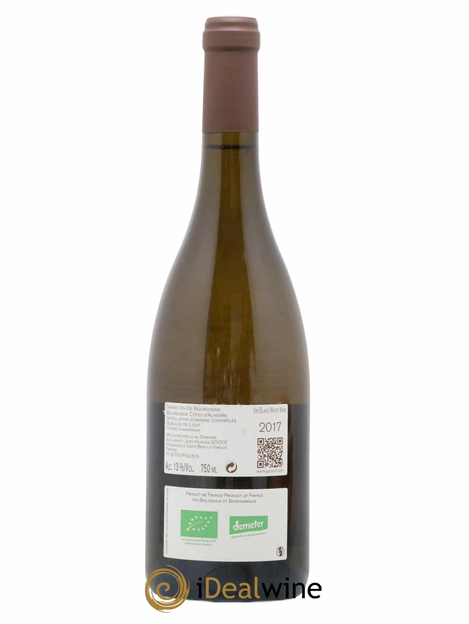 Bourgogne Côtes d'Auxerre Gueules de Loup Goisot 2017 - Lot de 1 bouteille - 1