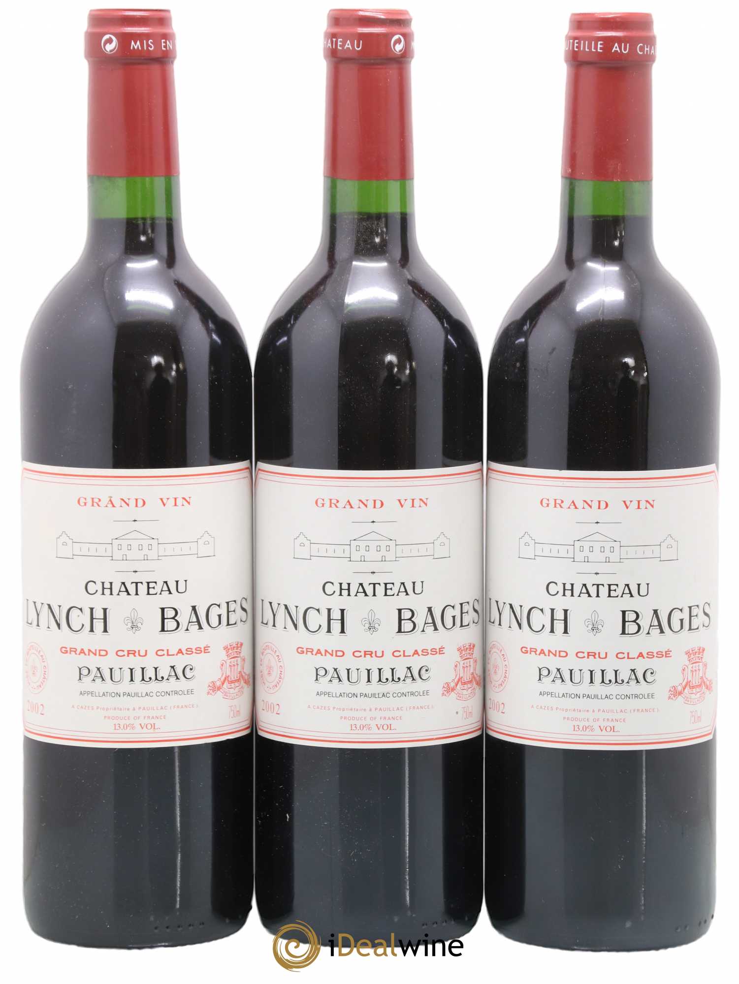 Château Lynch Bages 5ème Grand Cru Classé 2002 - Lot de 3 bouteilles - 0