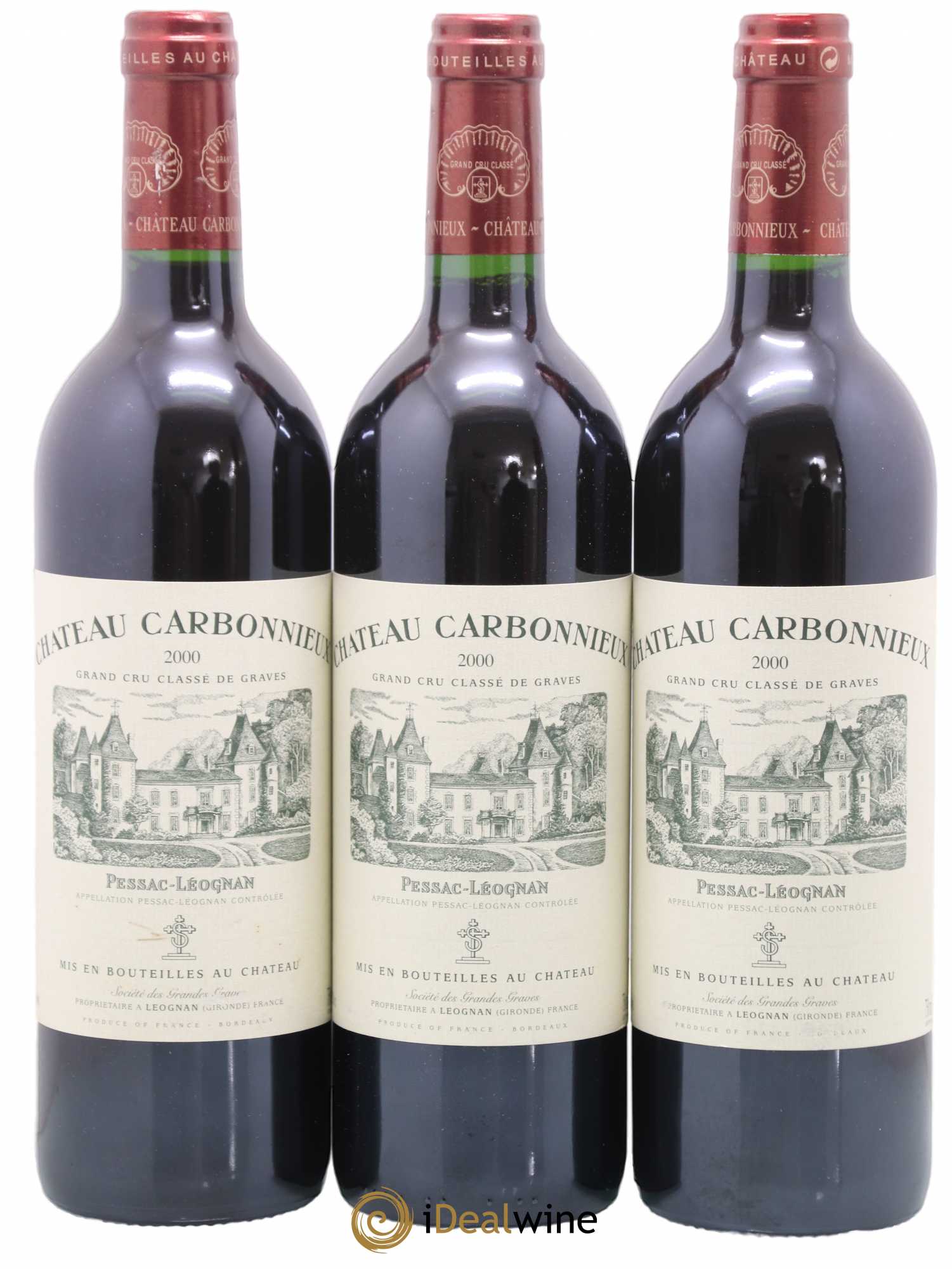 Château Carbonnieux Cru Classé de Graves 2000 - Lot de 3 bouteilles - 0