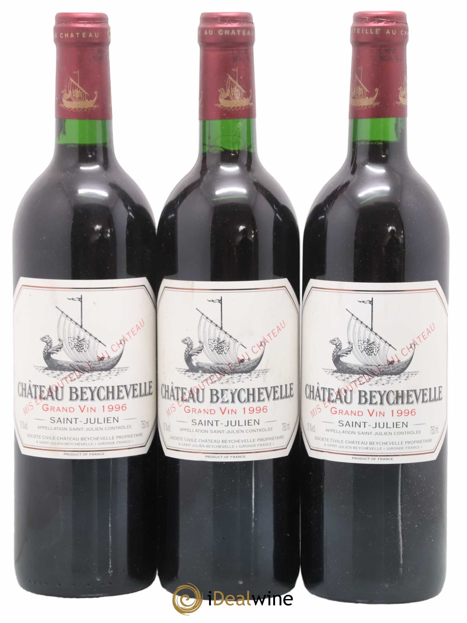Château Beychevelle 4ème Grand Cru Classé 1996 - Lot de 3 bouteilles - 0