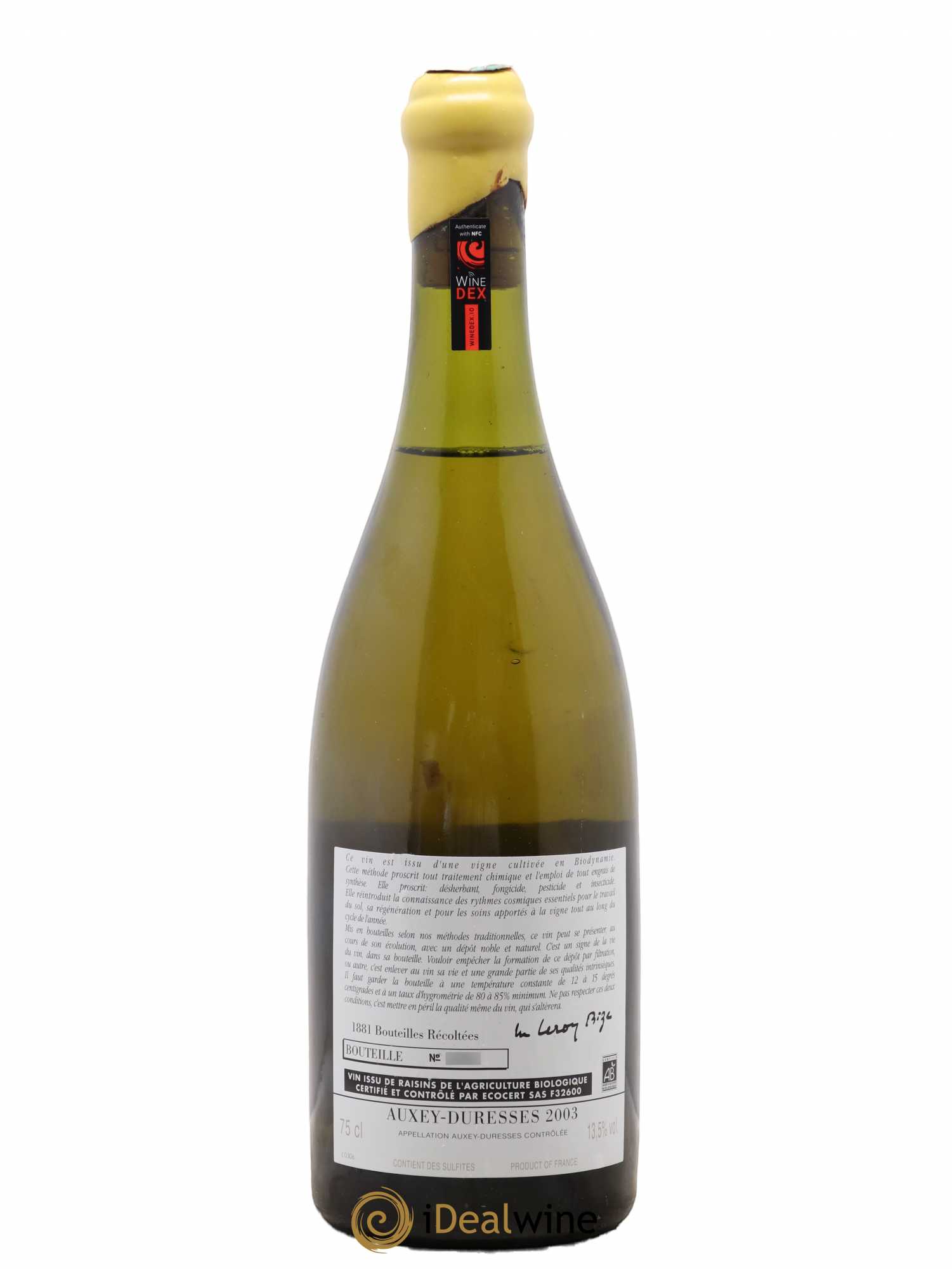 Auxey-Duresses d'Auvenay (Domaine) 2003 - Lot de 1 bouteille - 1