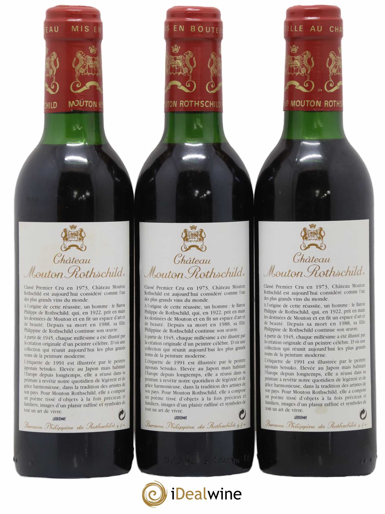Château Mouton Rothschild 1er Grand Cru Classé 1991 - Lot de 12 demi bouteilles - 3