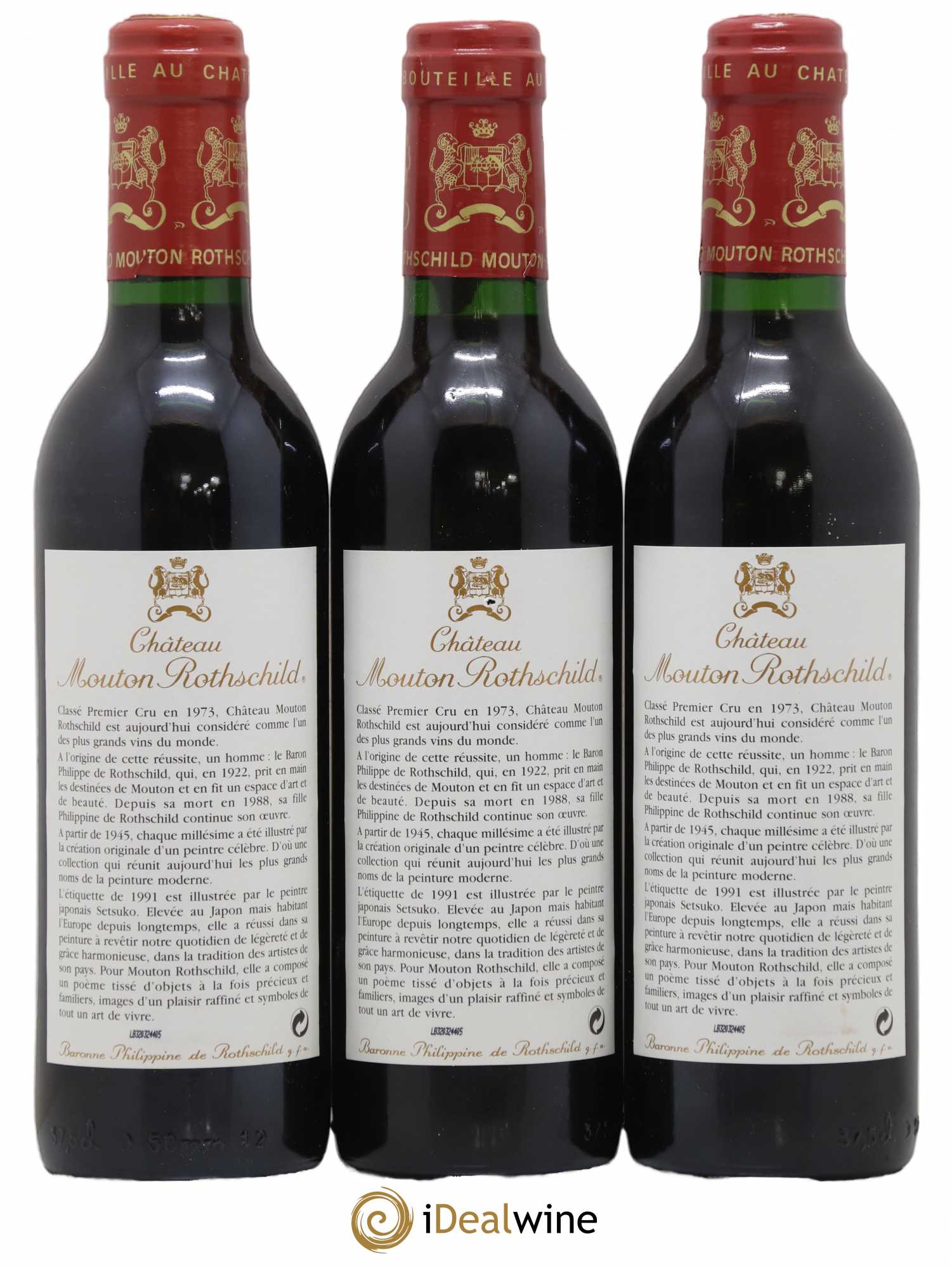 Château Mouton Rothschild 1er Grand Cru Classé 1991 - Lot de 12 demi bouteilles - 9
