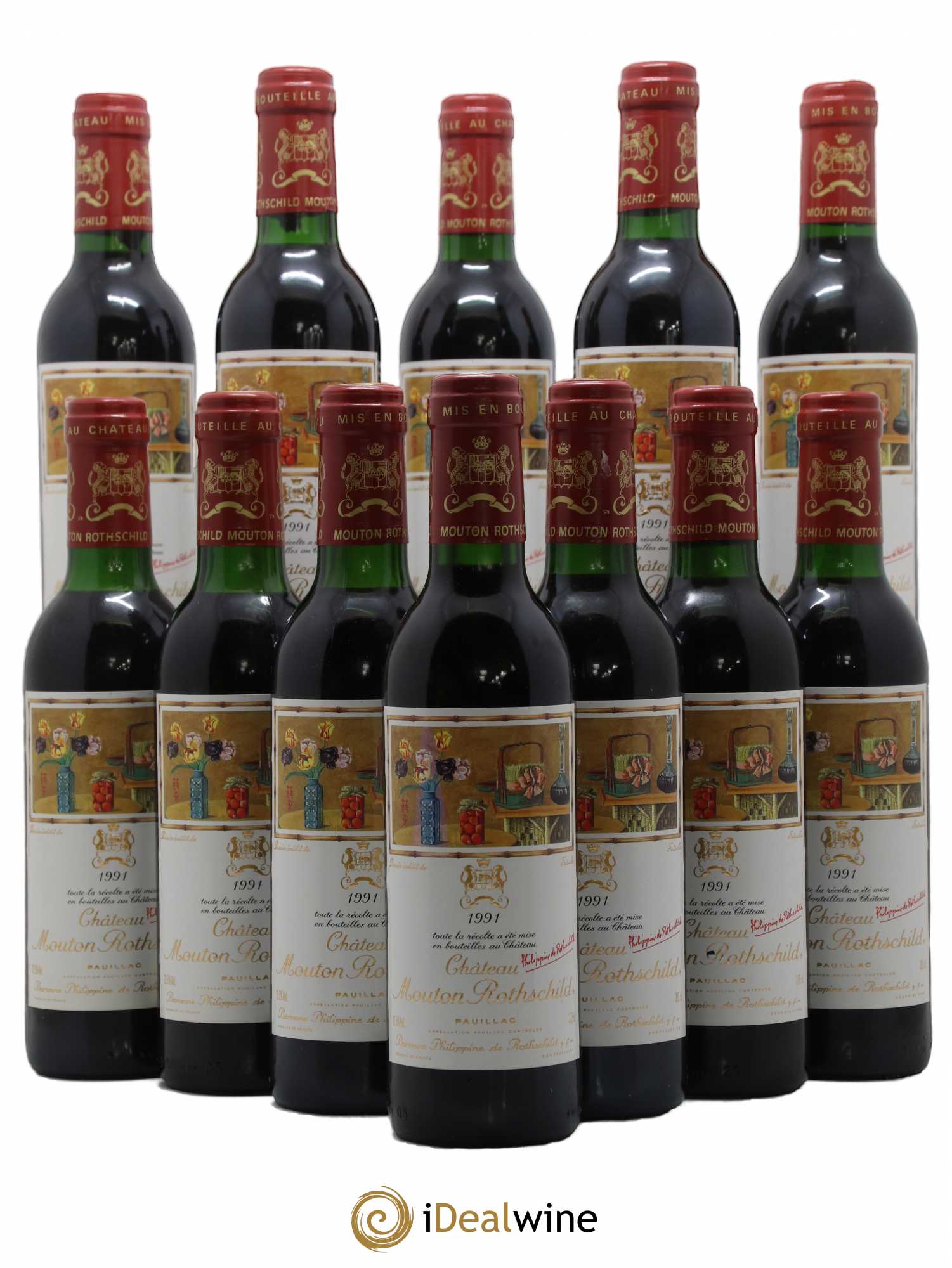 Château Mouton Rothschild 1er Grand Cru Classé 1991 - Lot de 12 demi bouteilles - 0
