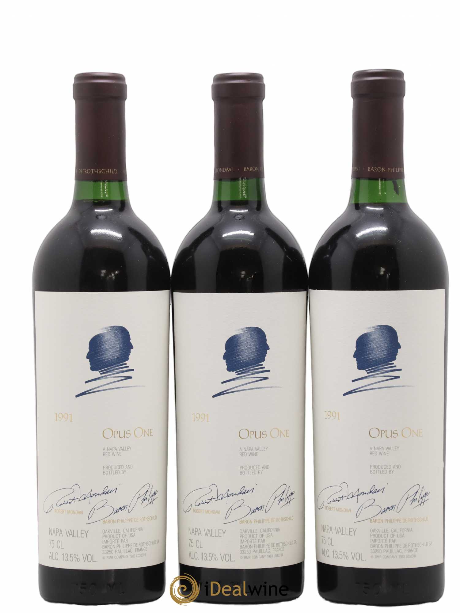 Napa Valley Opus One Robert Mondavi 1991 - Lot de 3 bouteilles - 0