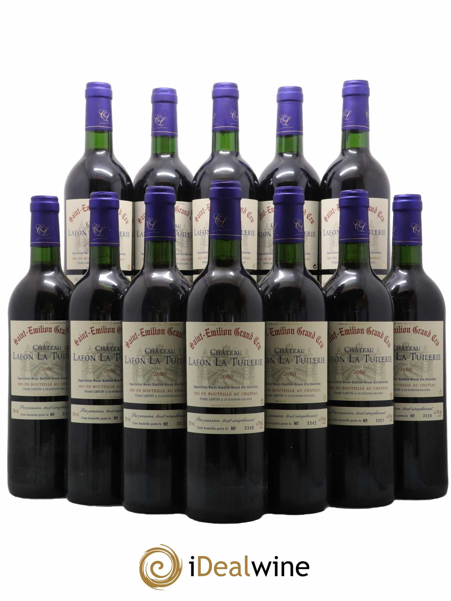 Saint-Émilion Grand Cru Château Lafon La Tuilerie 2000 - Lot de 12 bouteilles - 0