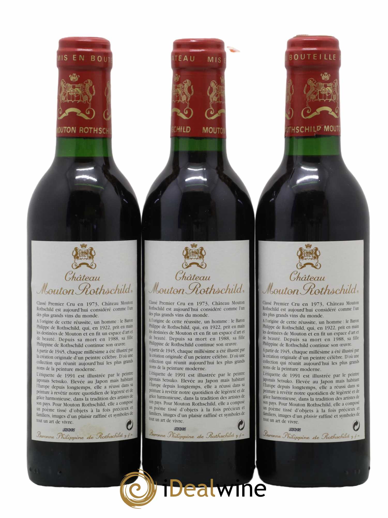 Château Mouton Rothschild 1er Grand Cru Classé 1991 - Lot de 12 demi bouteilles - 2
