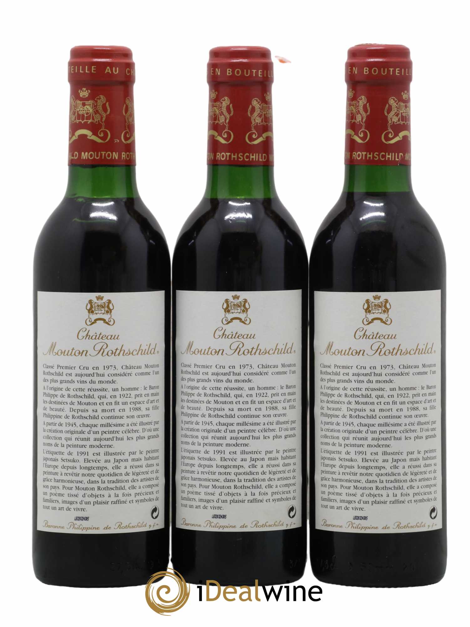 Château Mouton Rothschild 1er Grand Cru Classé 1991 - Lot de 12 demi bouteilles - 6