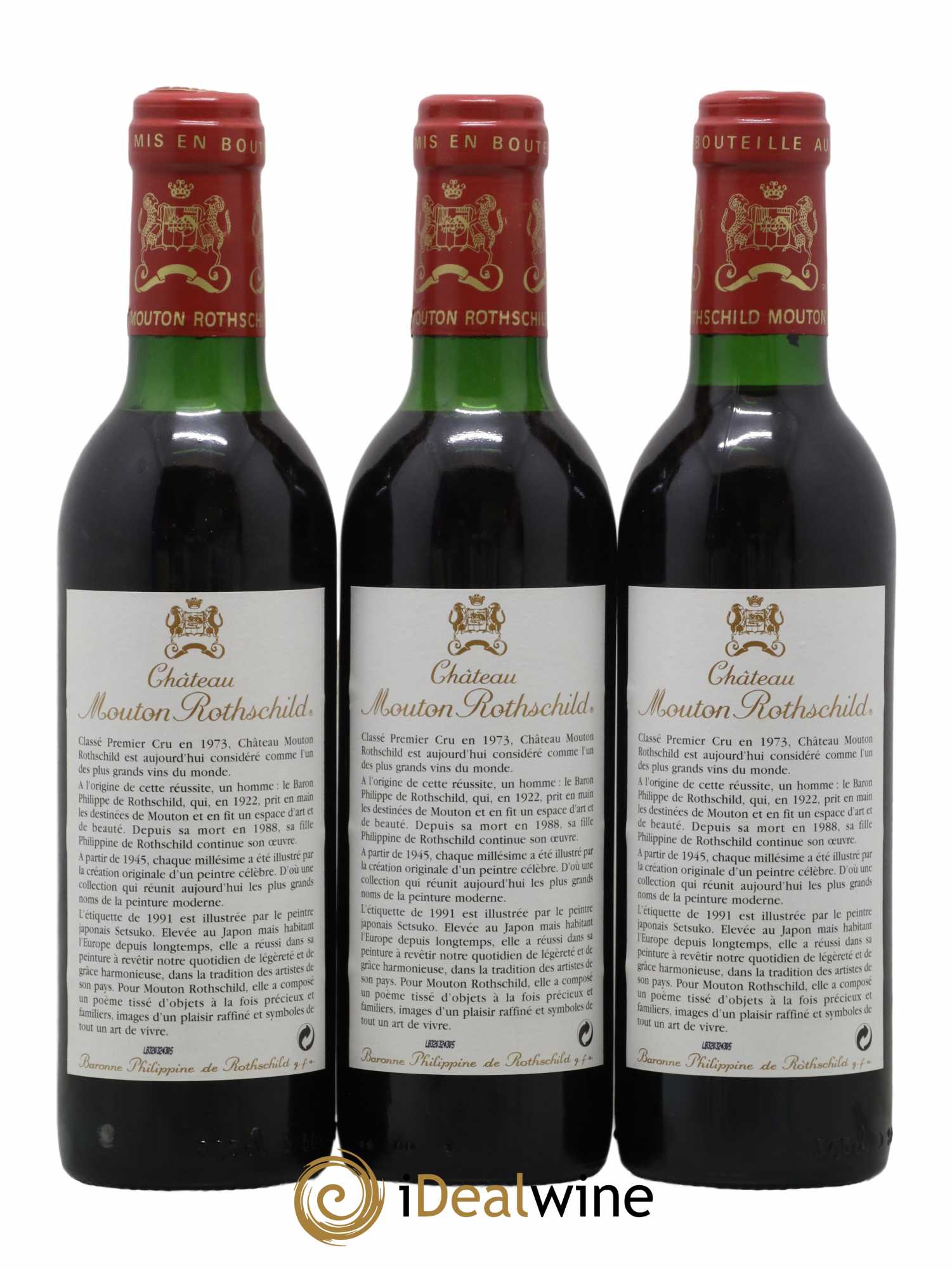 Château Mouton Rothschild 1er Grand Cru Classé 1991 - Lot de 12 demi bouteilles - 8