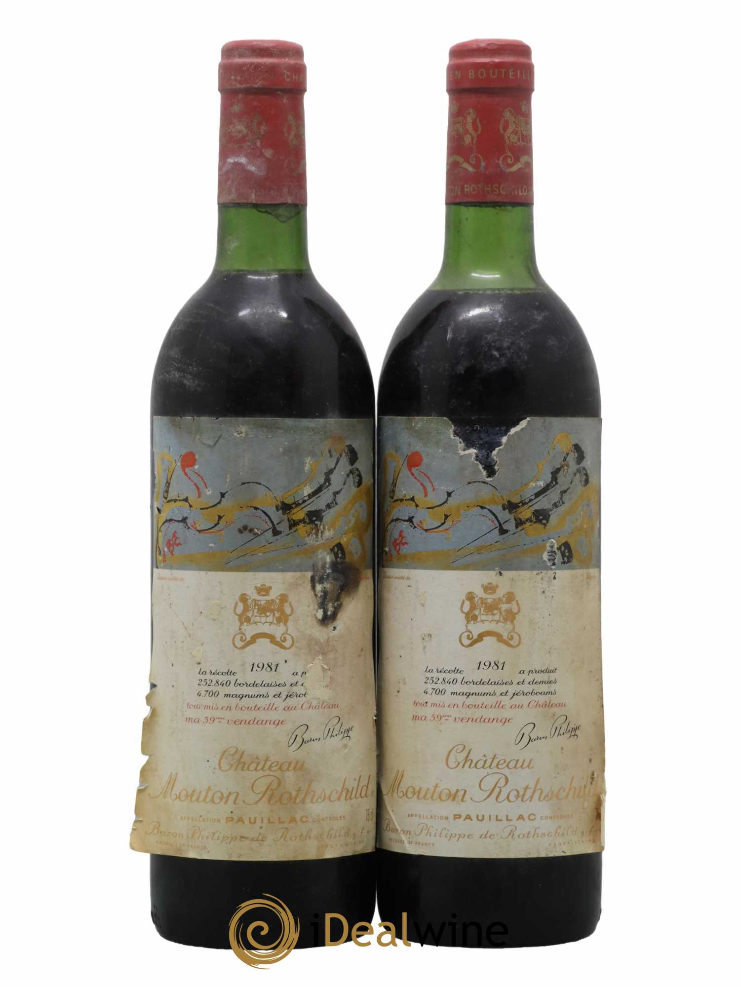 Château Mouton Rothschild 1er Grand Cru Classé 1981 - Lot de 2 bouteilles - 0