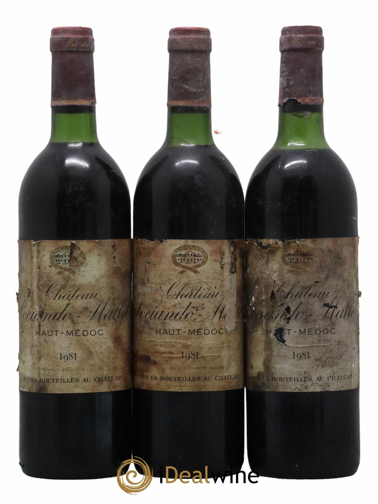 Château Sociando Mallet 1981 - Lot de 3 bouteilles - 0