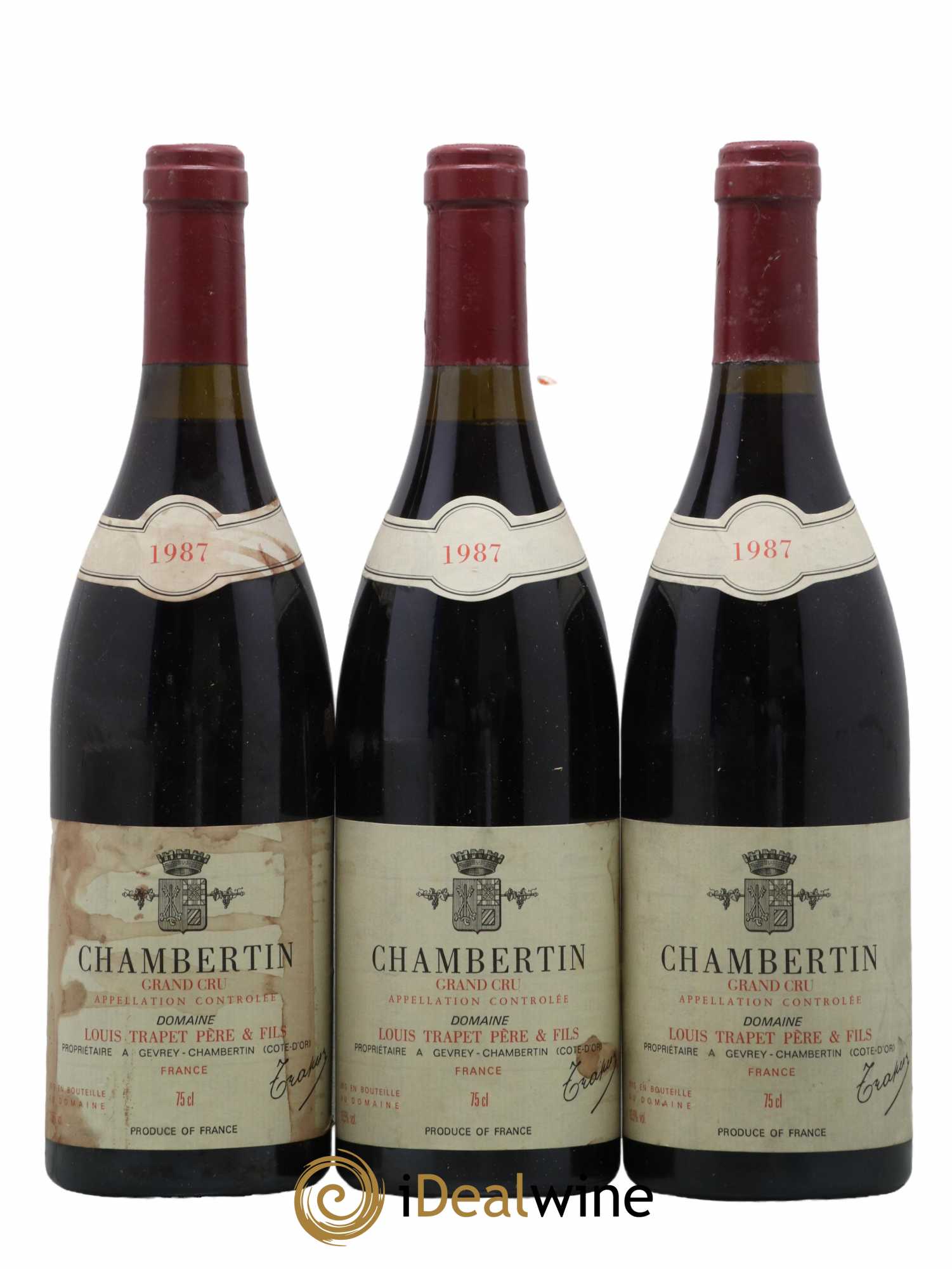 Chambertin Grand Cru Domaine Trapet 1987 - Lot de 3 bouteilles - 0