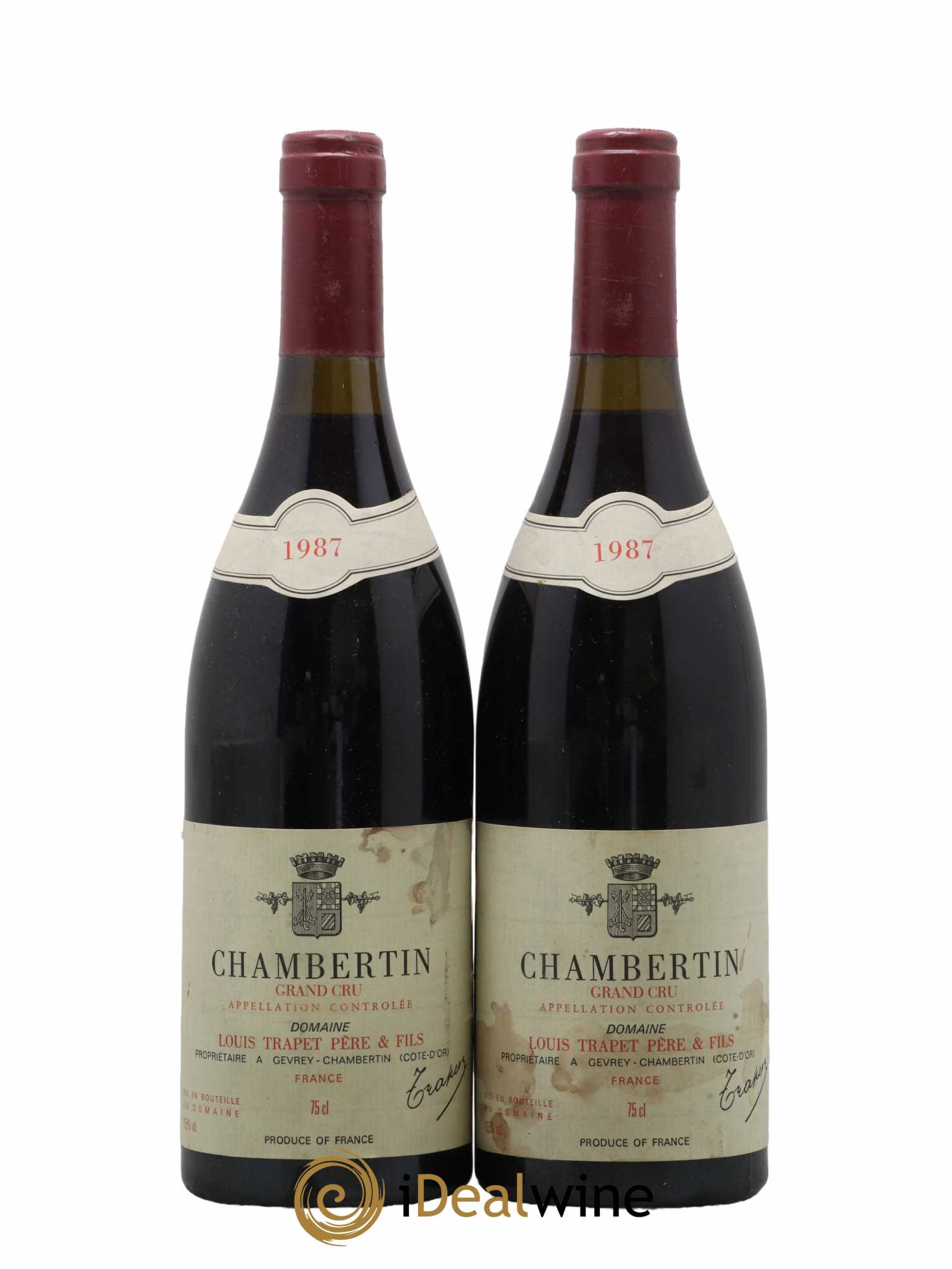 Chambertin Grand Cru Domaine Trapet 1987 - Lot de 2 bouteilles - 0