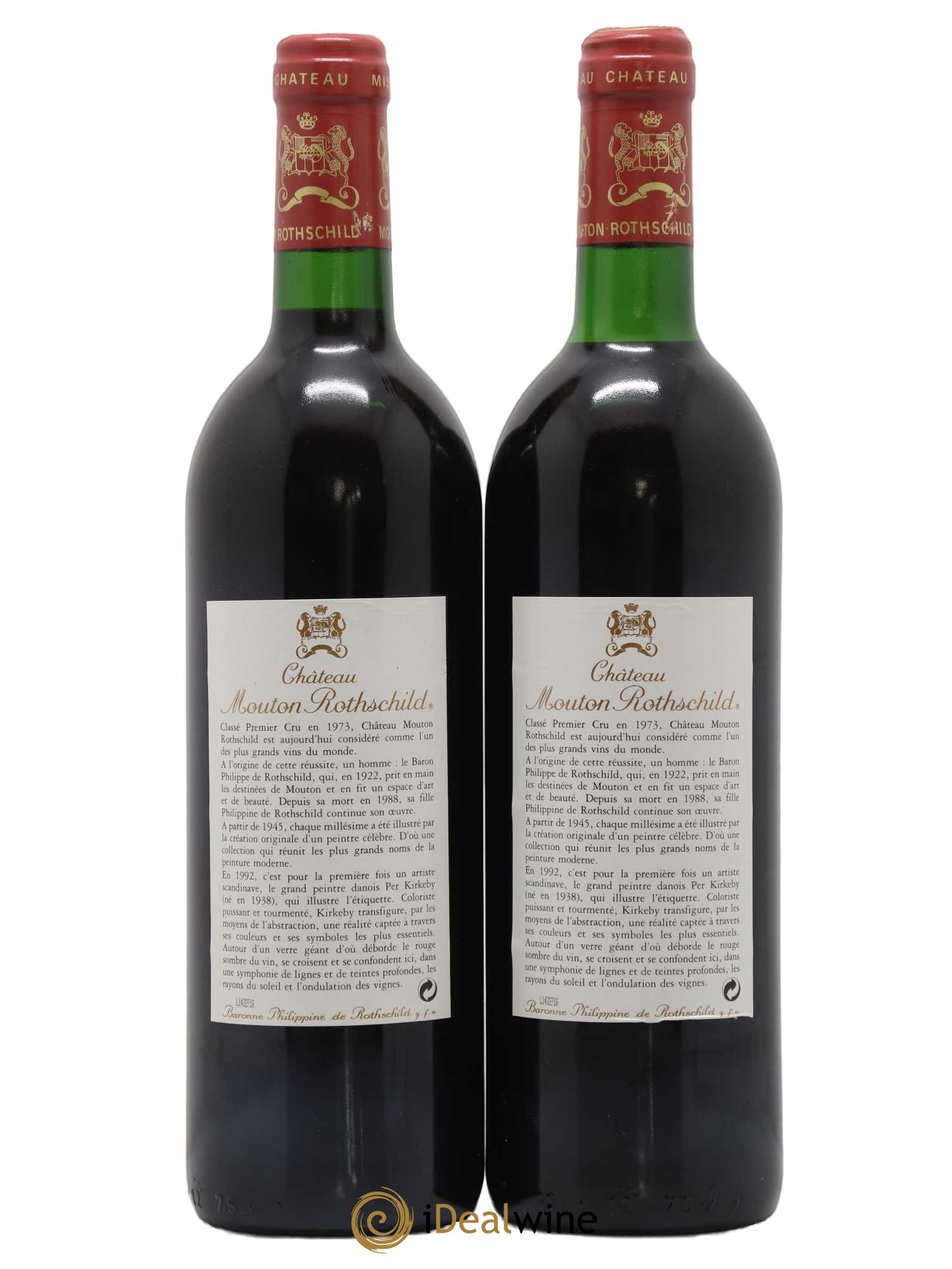 Château Mouton Rothschild 1er Grand Cru Classé 1992 - Lot de 2 bouteilles - 1