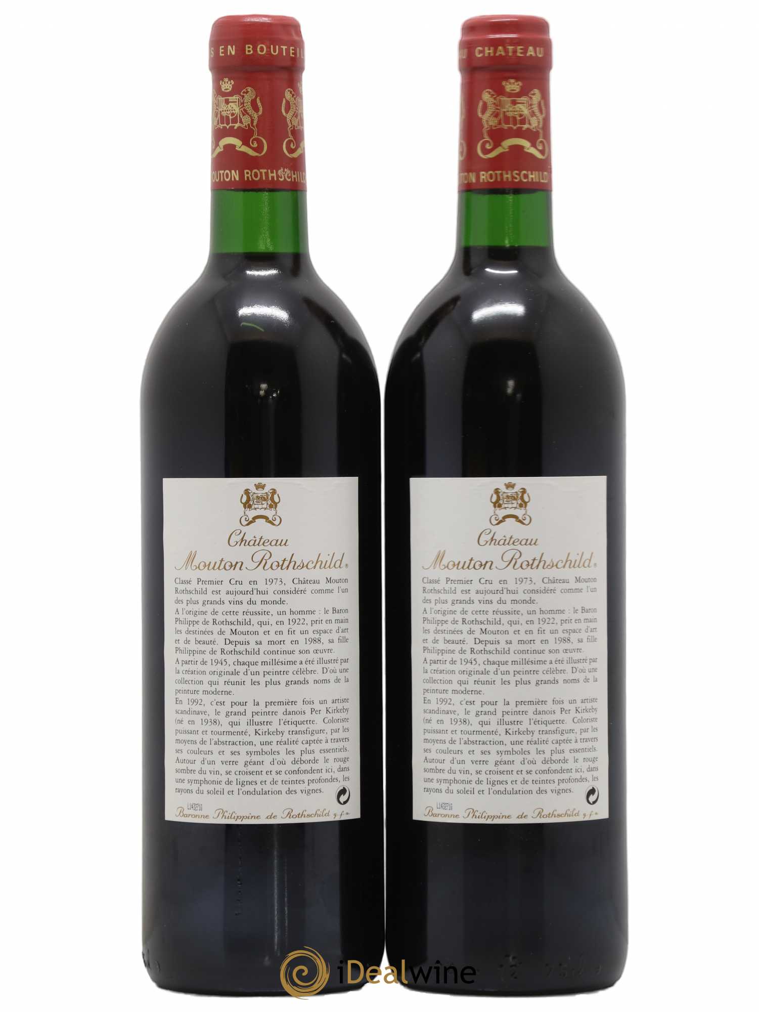 Château Mouton Rothschild 1er Grand Cru Classé 1992 - Lot de 2 bouteilles - 1