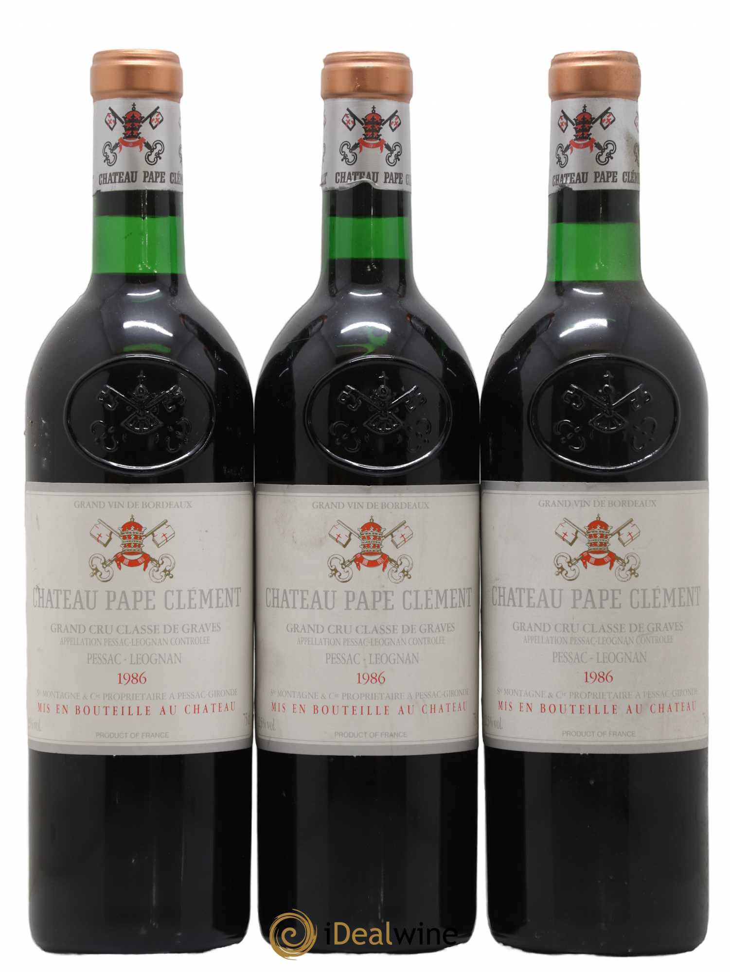 Château Pape Clément Cru Classé de Graves 1986 - Lot de 3 bouteilles - 0
