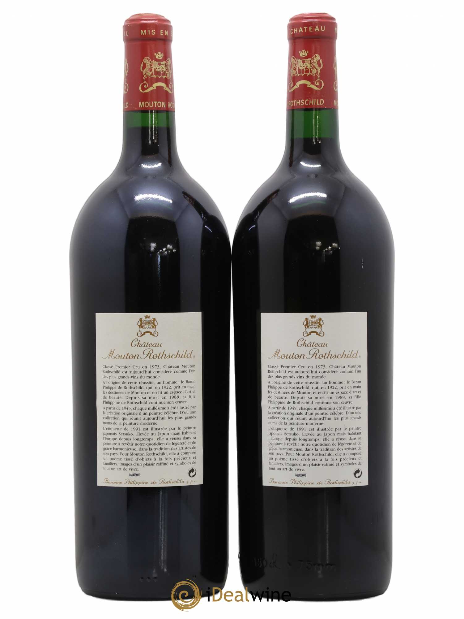Château Mouton Rothschild 1er Grand Cru Classé 1991 - Lot de 2 magnums - 1