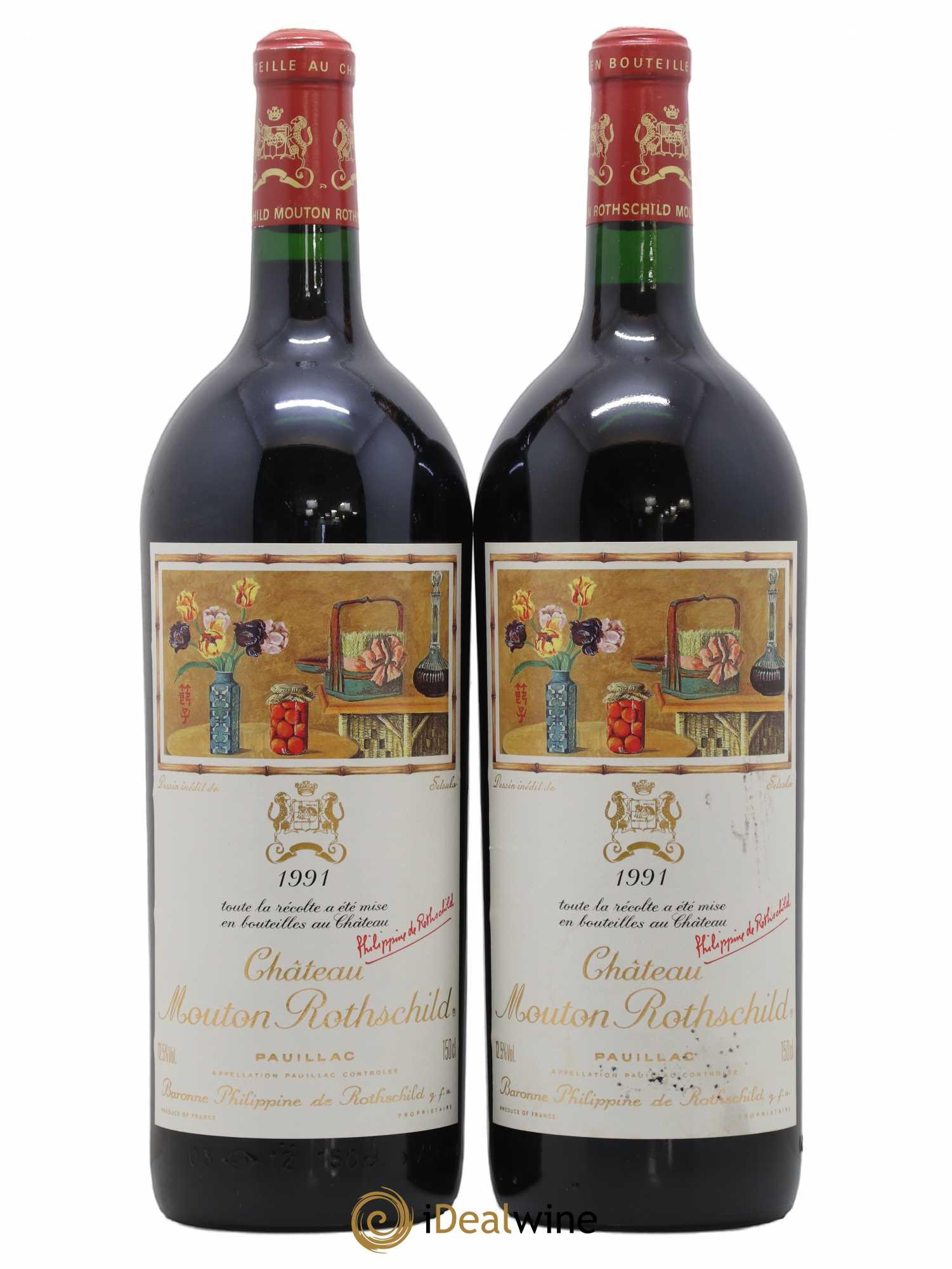 Château Mouton Rothschild 1er Grand Cru Classé 1991 - Lot de 2 magnums - 0