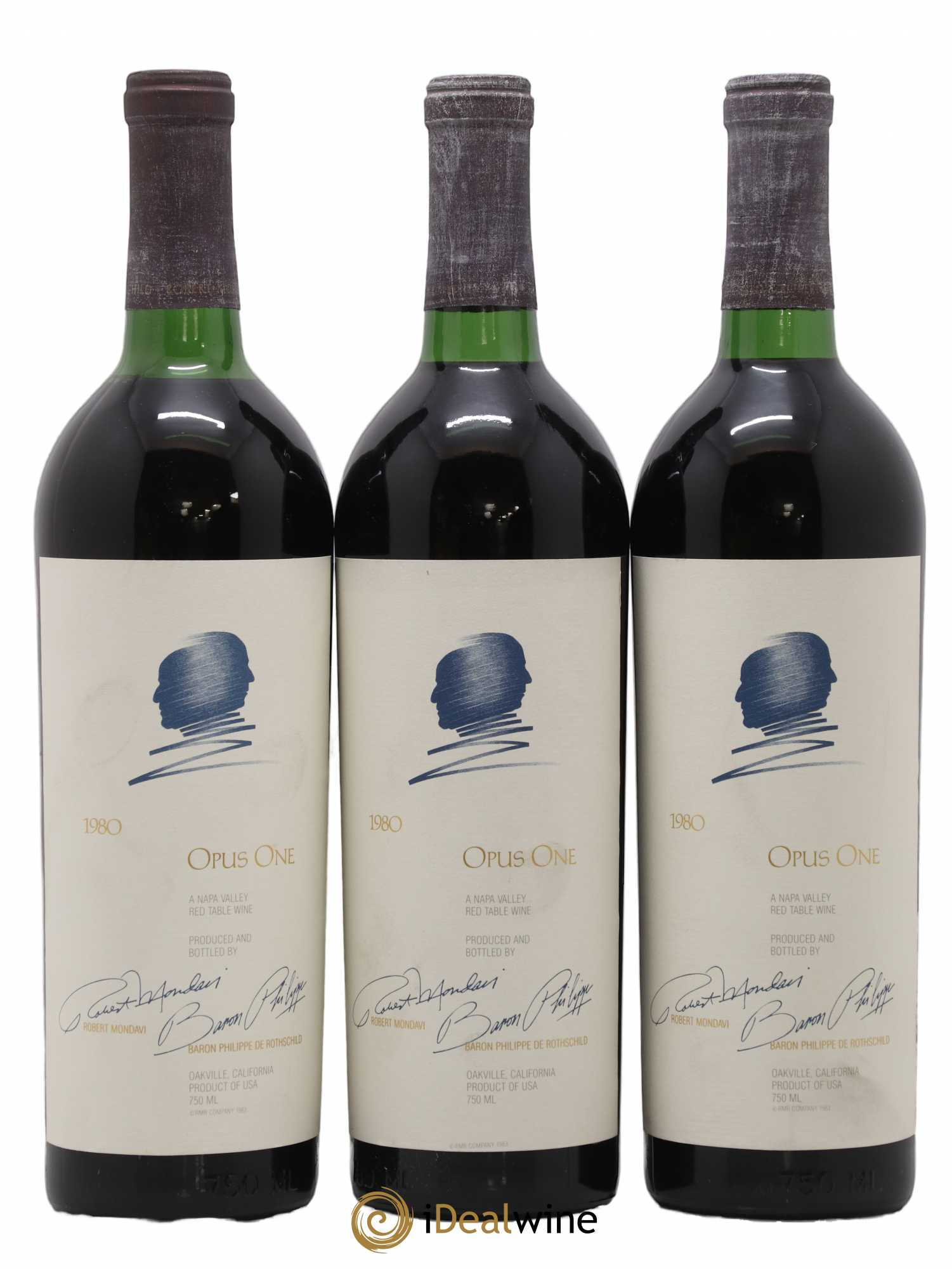 Napa Valley Opus One Robert Mondavi 1980 - Lot de 3 bouteilles - 0