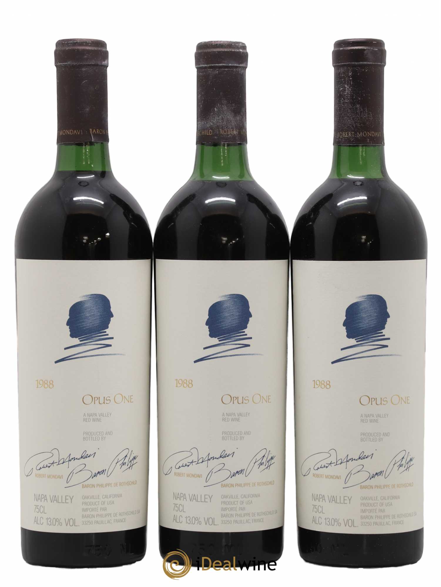 Napa Valley Opus One Robert Mondavi 1988 - Lot de 3 bouteilles - 0