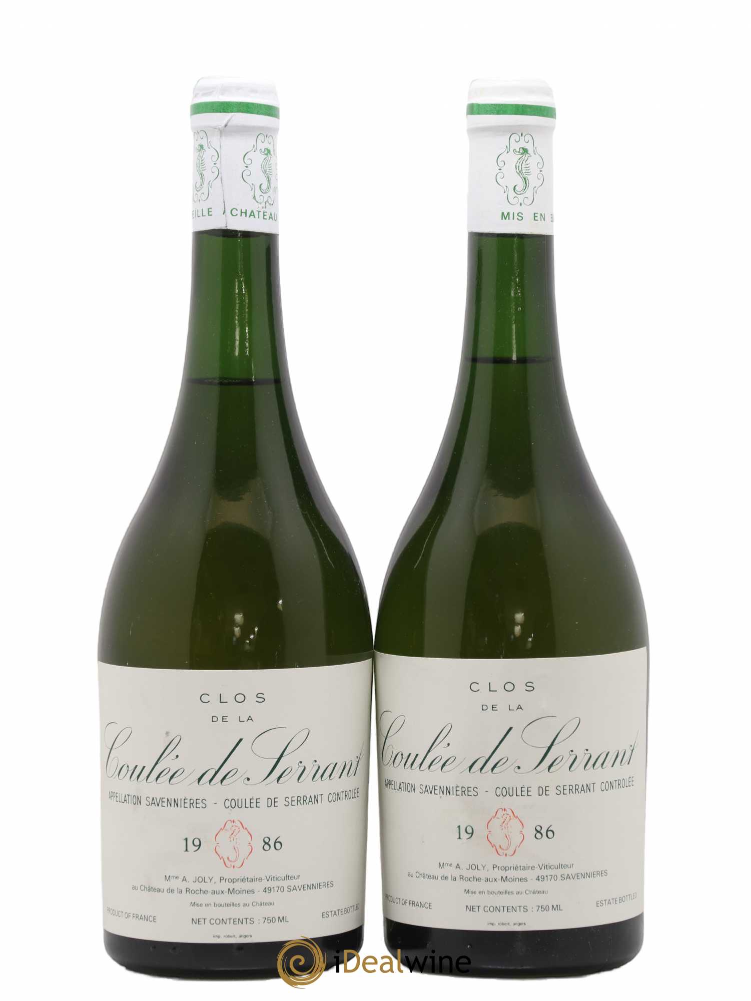 Savennières Clos de la Coulée de Serrant Vignobles de la Coulée de Serrant - Nicolas Joly 1986 - Lot de 2 bouteilles - 0