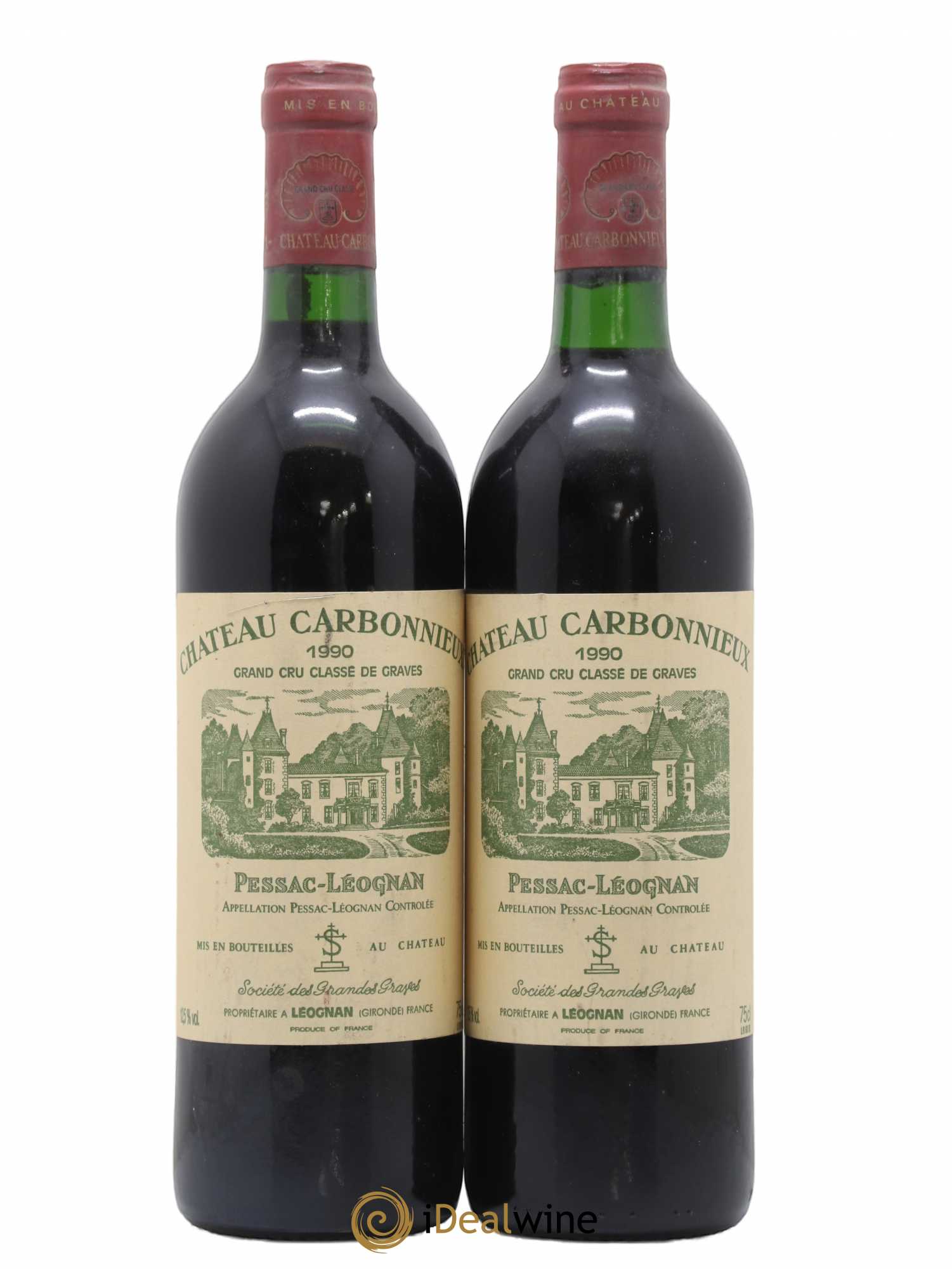 Château Carbonnieux Cru Classé de Graves 1990 - Lot de 2 bouteilles - 0