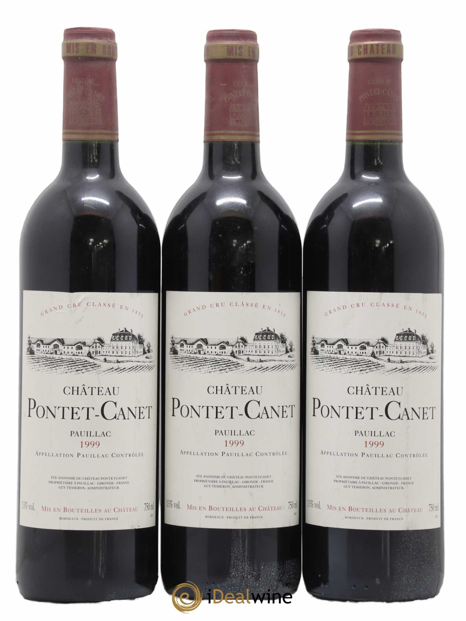 Château Pontet Canet 5ème Grand Cru Classé 1999 - Lot de 3 bouteilles - 0