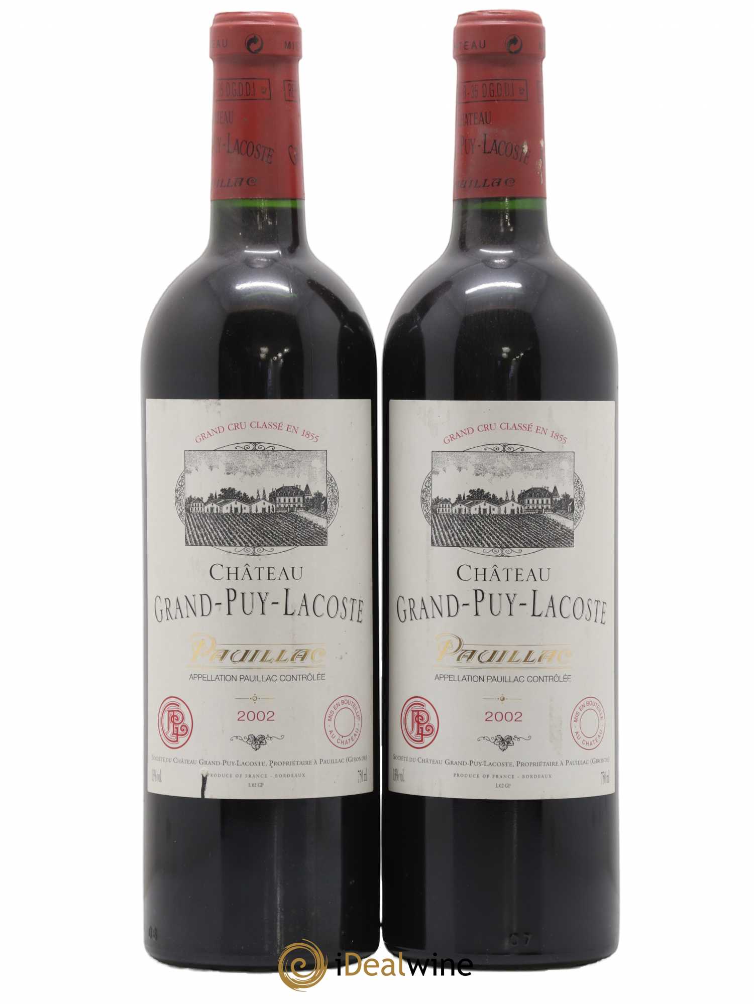 Château Grand Puy Lacoste 5ème Grand Cru Classé 2002 - Lot de 2 bouteilles - 0