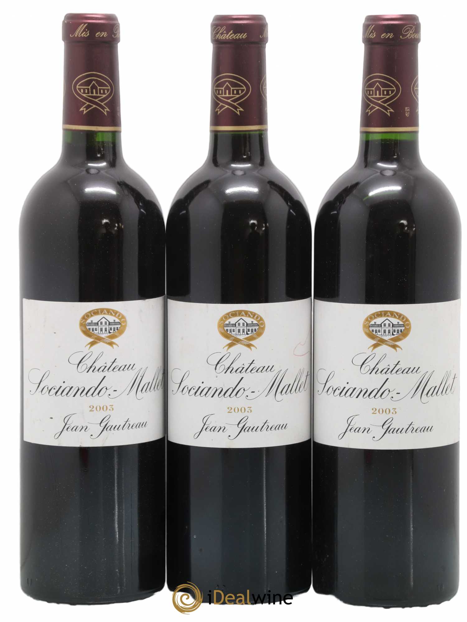Château Sociando Mallet 2003 - Lot de 3 bouteilles - 0