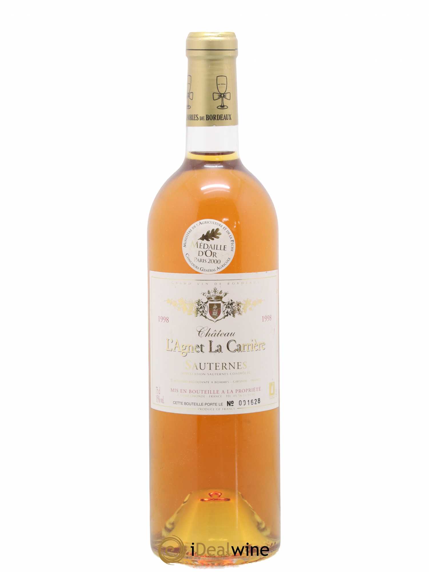 Sauternes Château L'Agnet La Carriere 1998 - Lotto di 1 bottiglia - 0