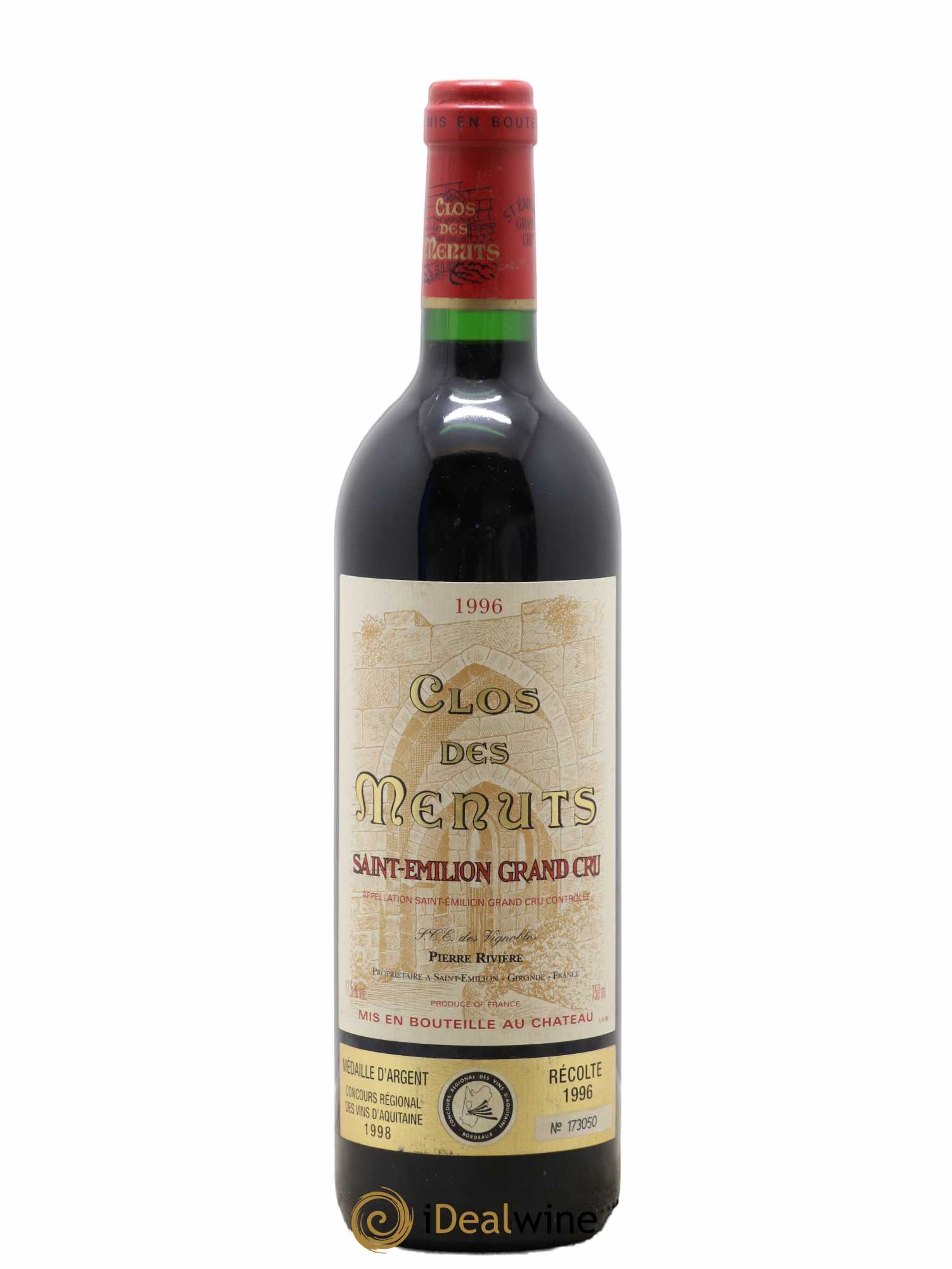 Saint-Émilion Grand Cru Clos Des Menuts 1996 - Lot de 1 bouteille - 0