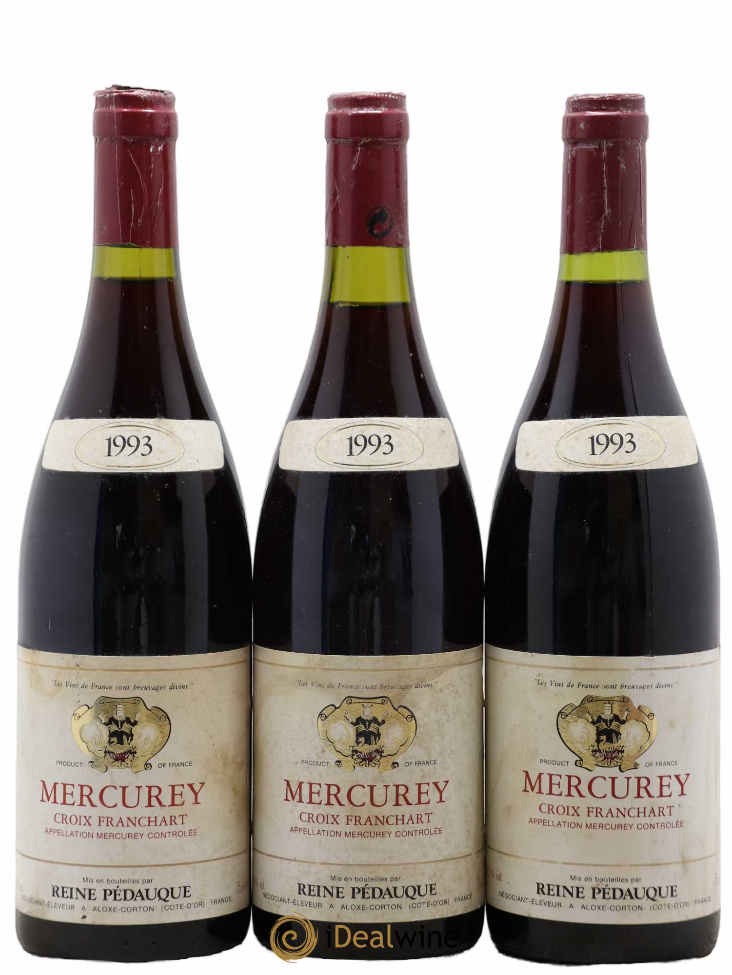 Mercurey Croix Franchart Reine Pédauque 1993 - Posten von 3 Flaschen - 0