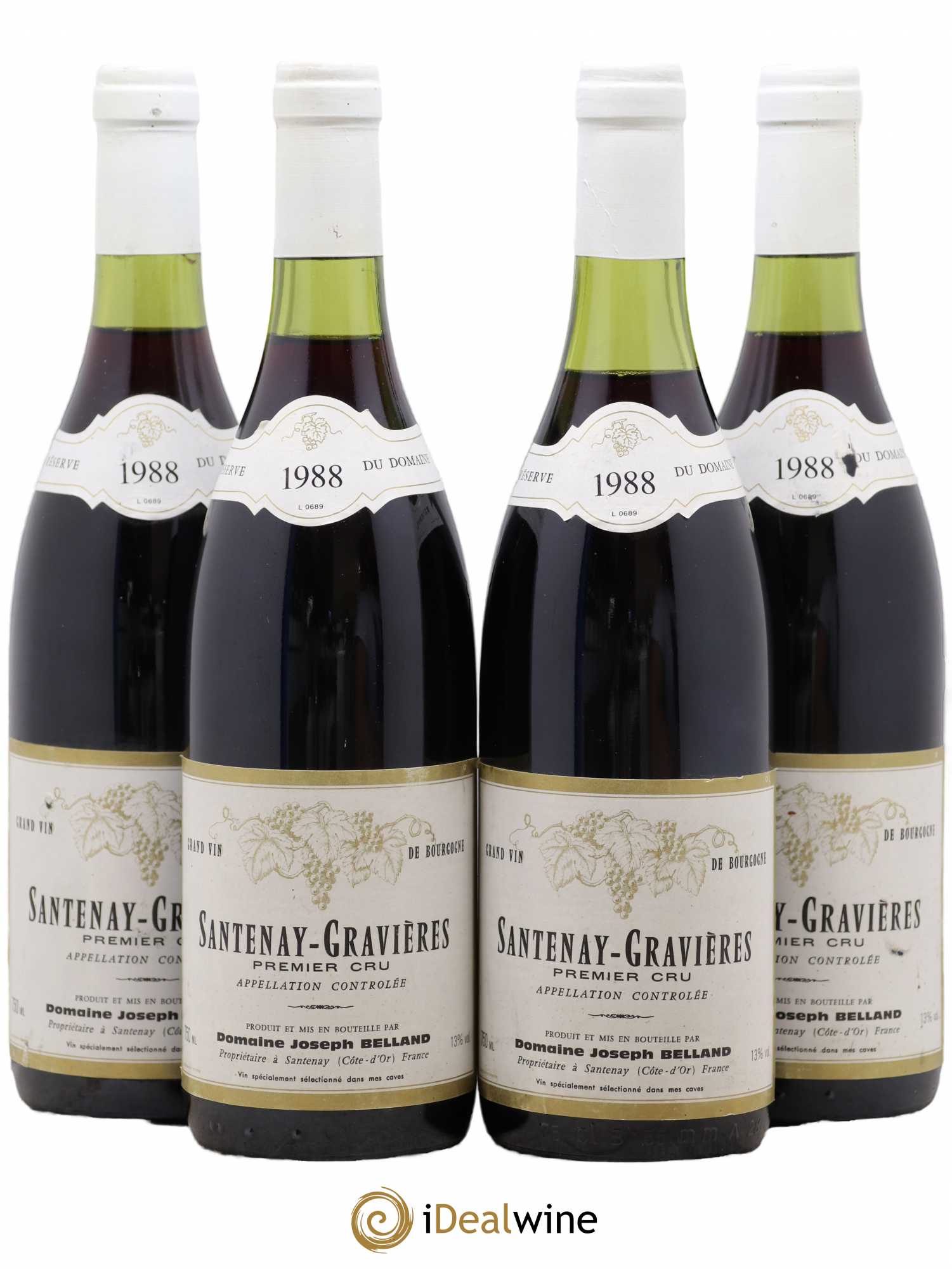 Santenay 1er Cru Gravieres Domaine Joseph Belland 1988 - Posten von 4 Flaschen - 0