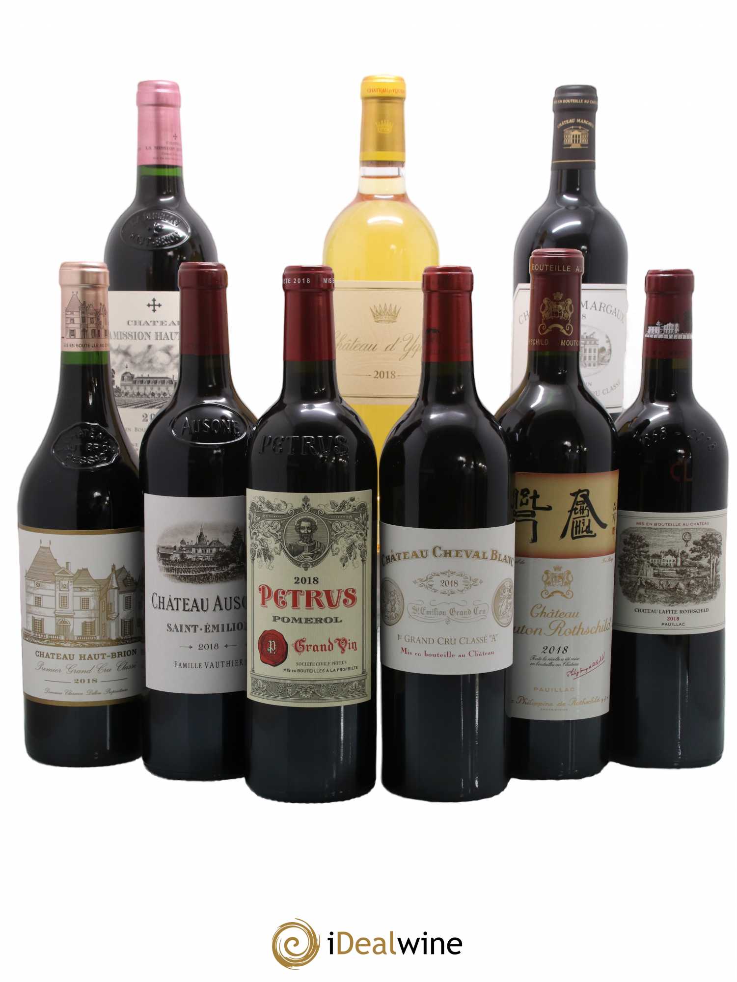 Caisse Collection Duclot 1 Ausone - 1 Cheval Blanc - 1 Haut Brion - 1 Lafite Rothschild - 1 Margaux - 1 Mission Haut Brion - 1 Mouton Rothschild - 1 Petrus - 1 Yquem 2018 - Posten von 1 Flasche - 0
