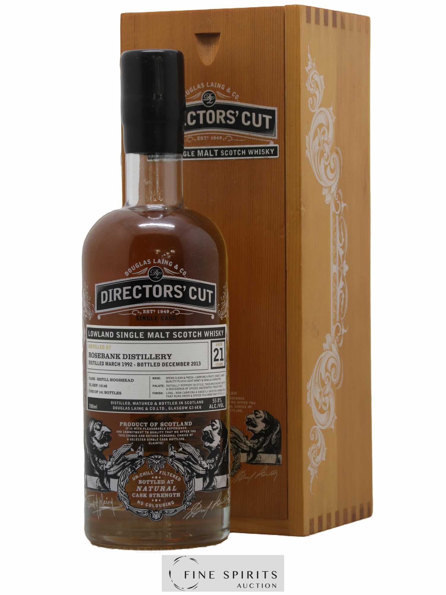 Rosebank 21 years 1992 Douglas Laing Director's Cut Refill Hogshead - DL Ref 10146 - One of 141 - bottled 2013 - Lot de 1 bouteille - 0